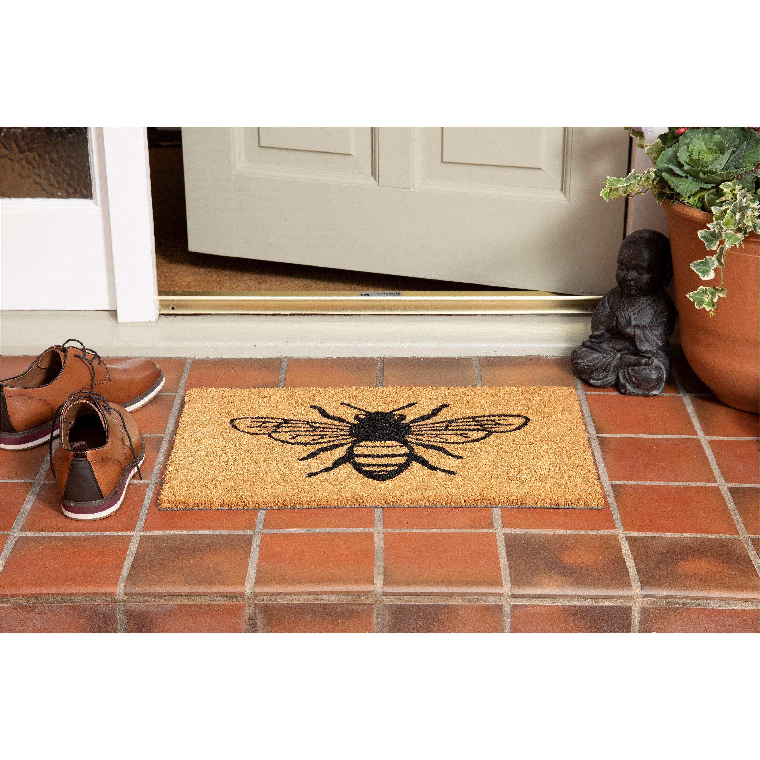 Black - Arthouse - Astley Printed Monochrome Bee PVC Backed Coir 40x6 - 3