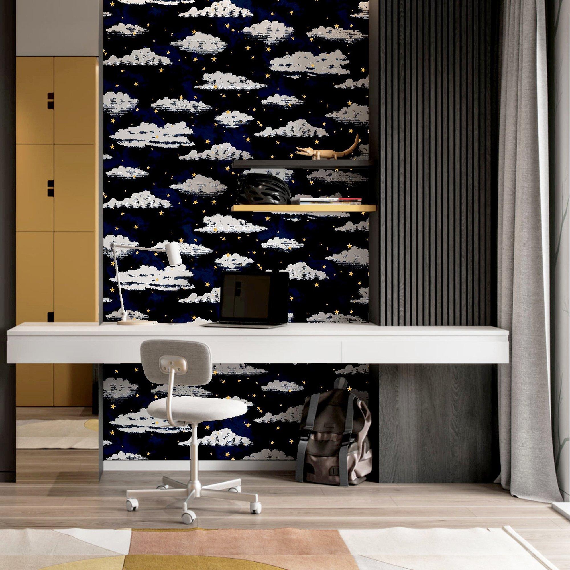 Navy - Arthouse - Stars And Clouds Navy sw12 - 7