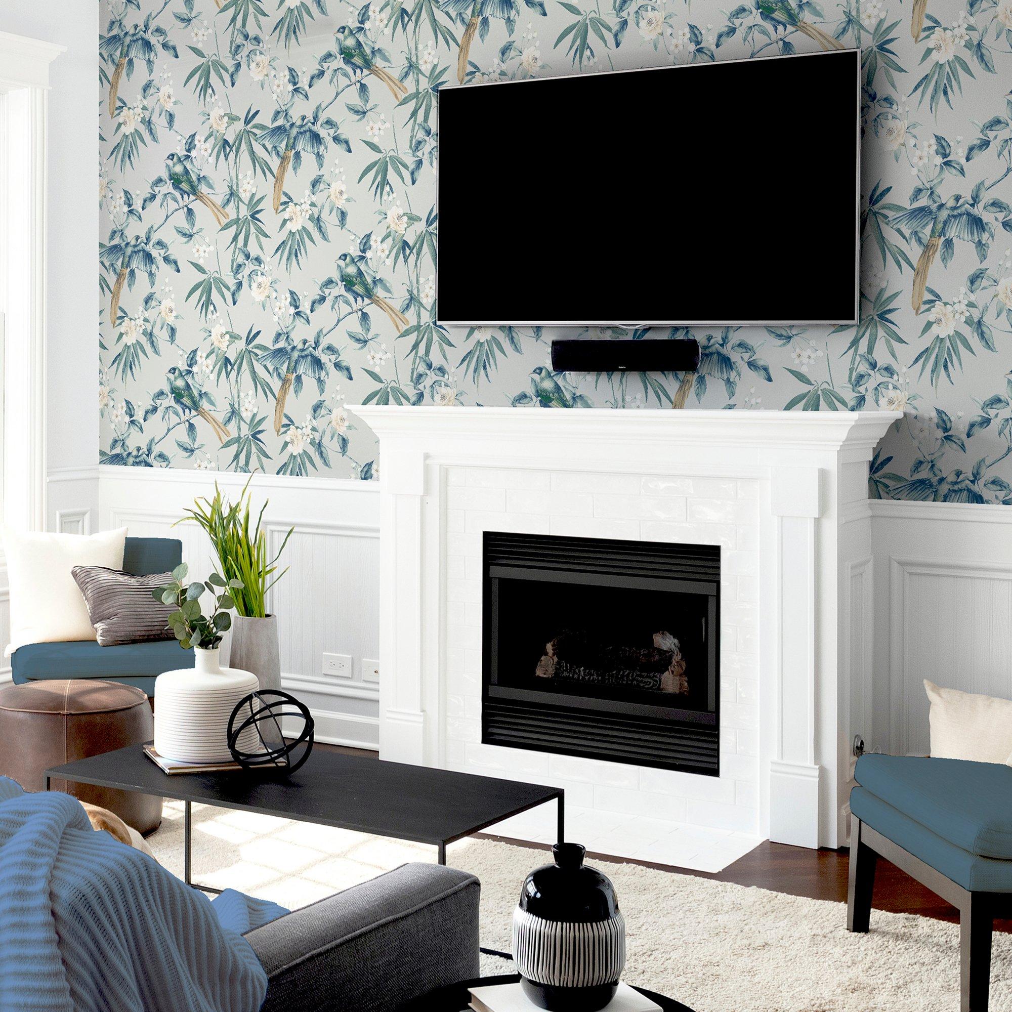 Grey & Blue - Arthouse - Oriental Floral Birds Grey/Blue sw12 - 5