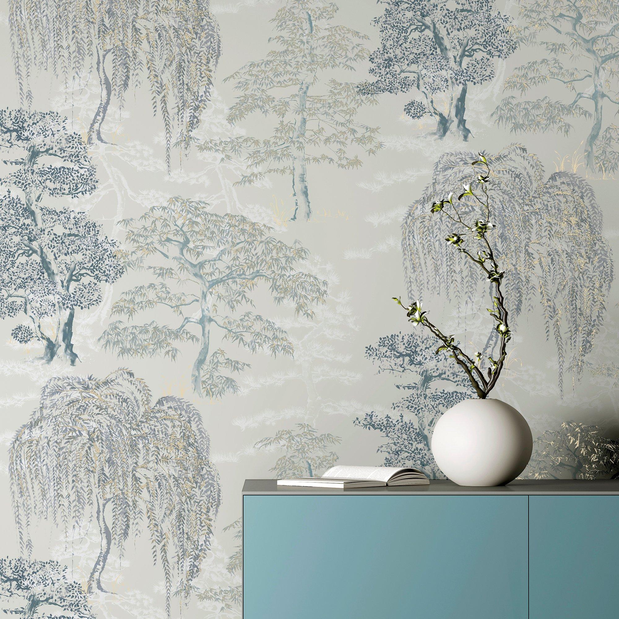 Blue - Arthouse - Oriental Garden Soft Blue sw12 - 3