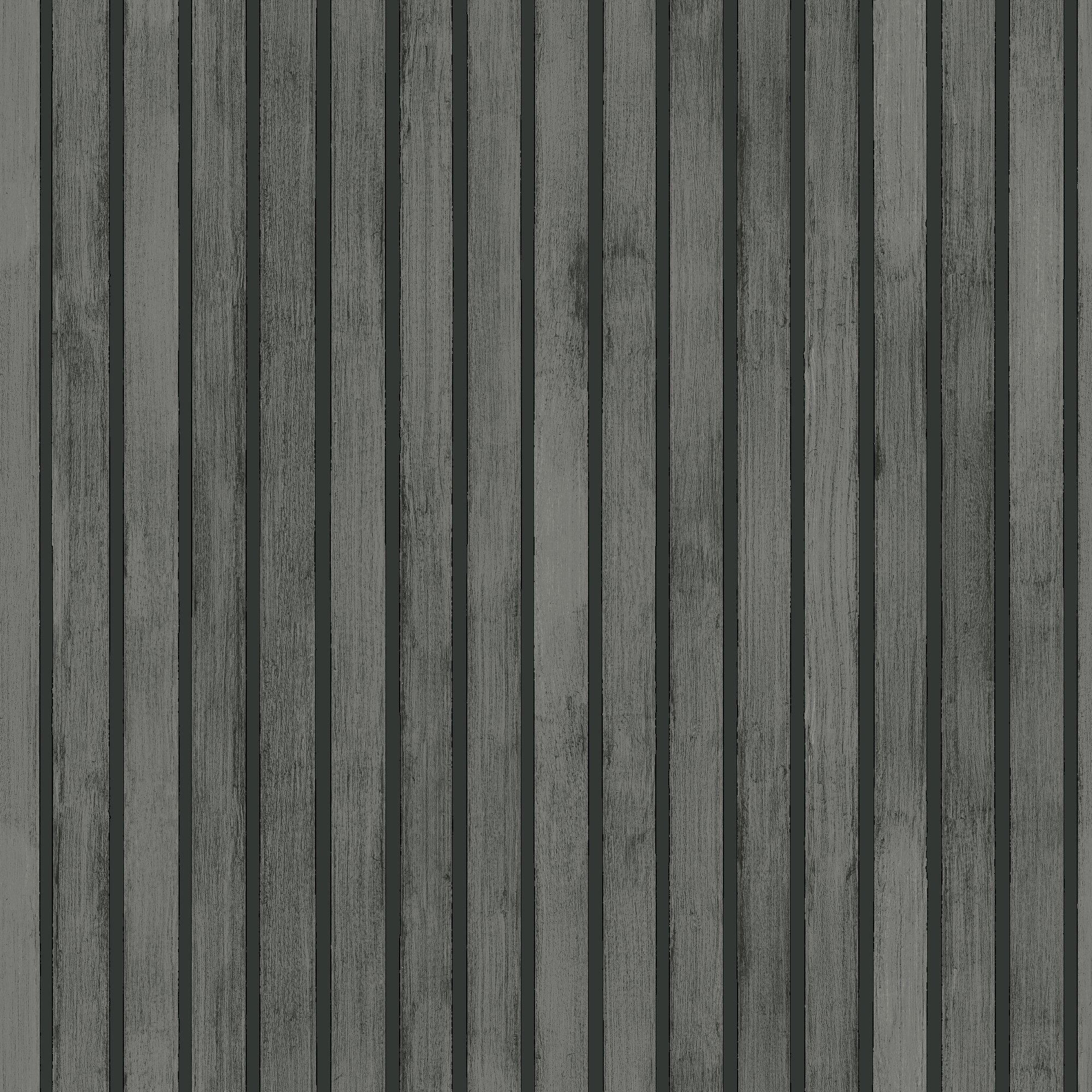 Grey - Arthouse - Wood Slats Charcoal Grey sw12 - 1