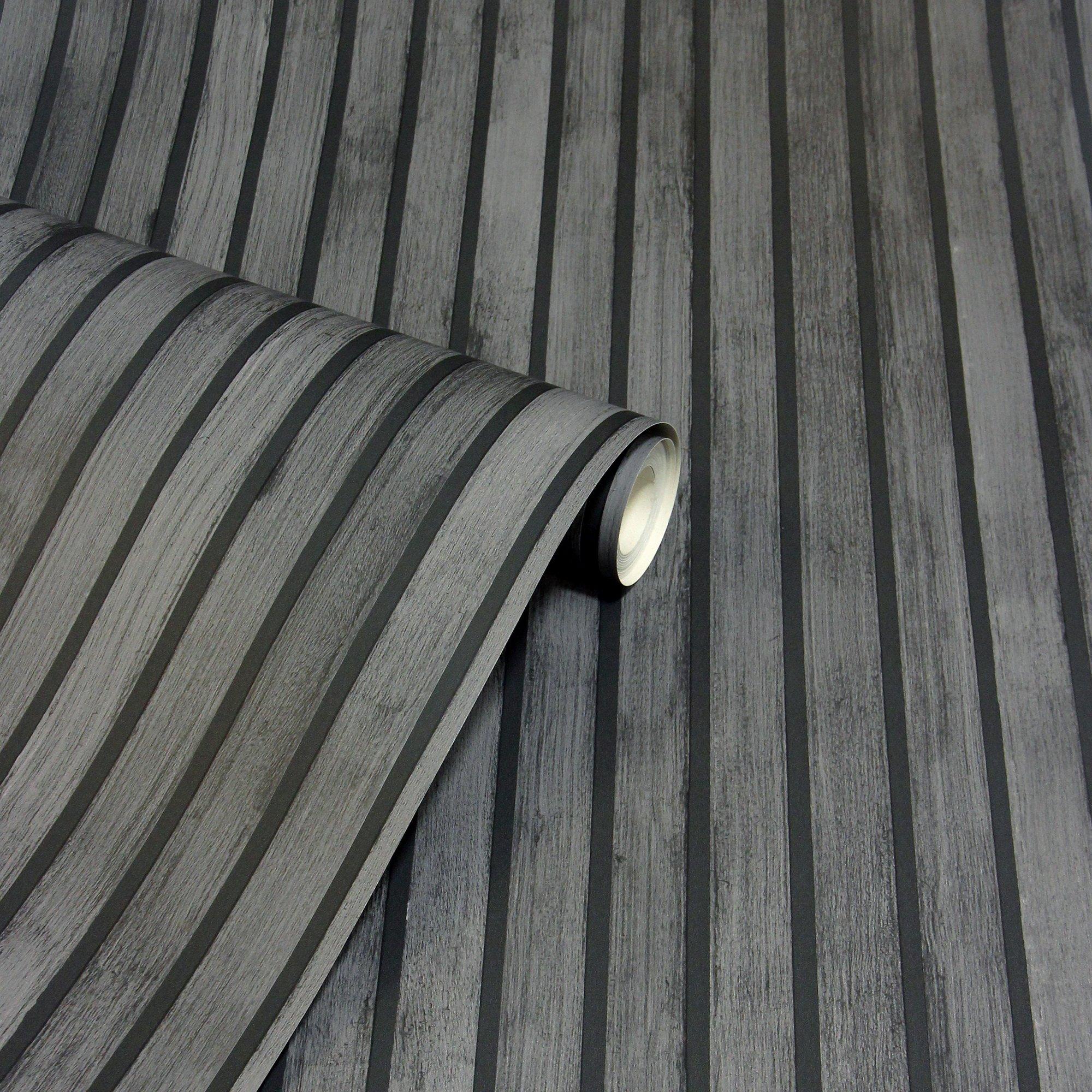 Grey - Arthouse - Wood Slats Charcoal Grey sw12 - 2