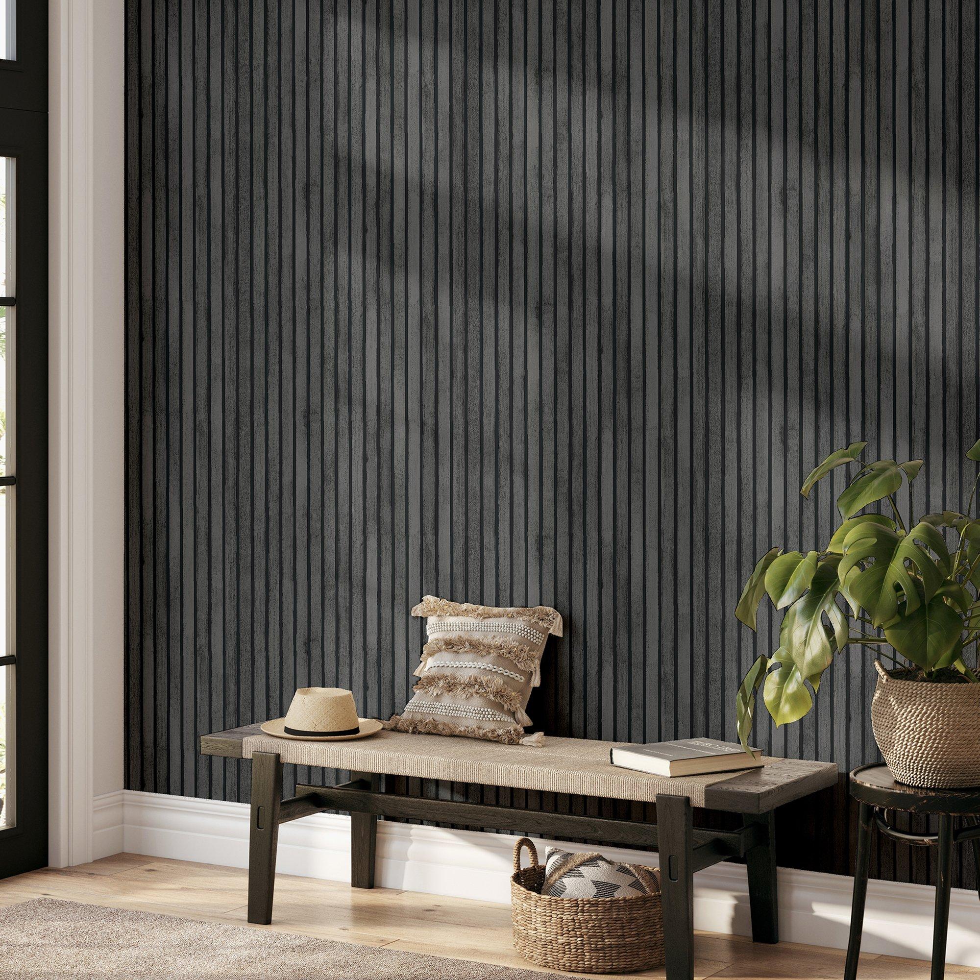 Grey - Arthouse - Wood Slats Charcoal Grey sw12 - 4