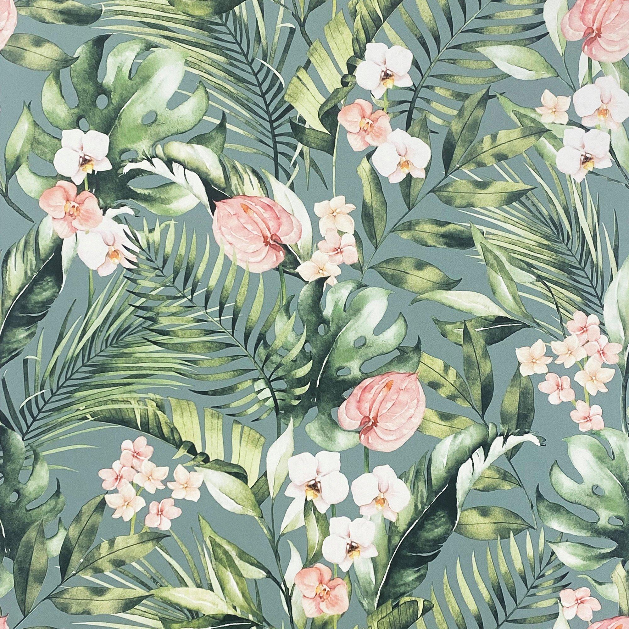 Blue & Green & - Arthouse - Tropical Floral Sea Blue sw12 - 1