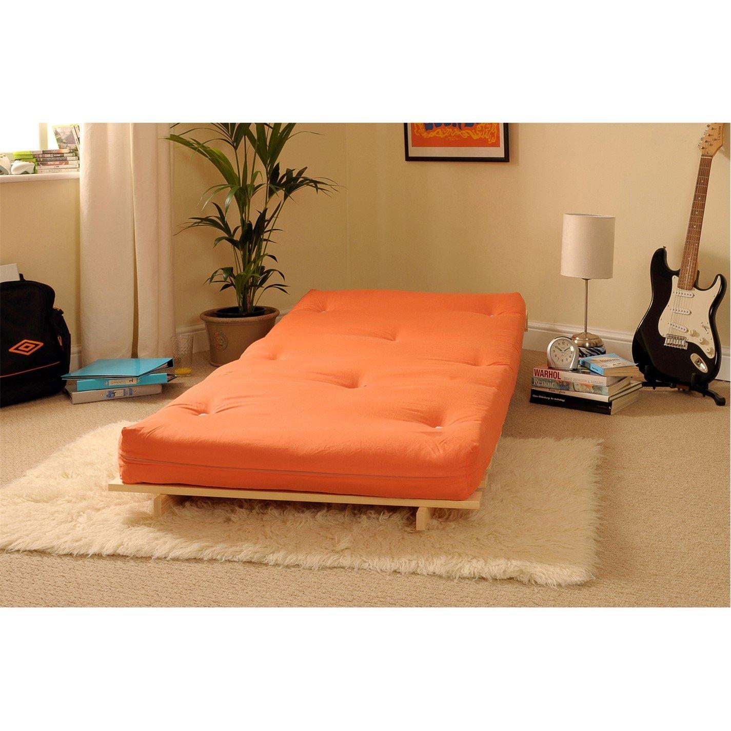 Orange - Comfy Living - Wooden Frame Futon with Standard Premium Mattress - 2