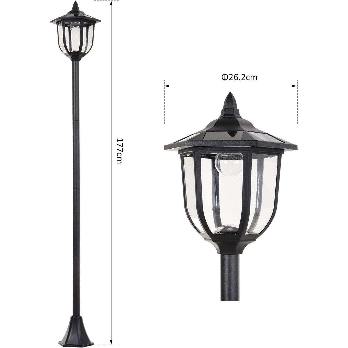 Black - HOMCOM - Outsunny Outdoor Garden Solar Lamp Post - 3