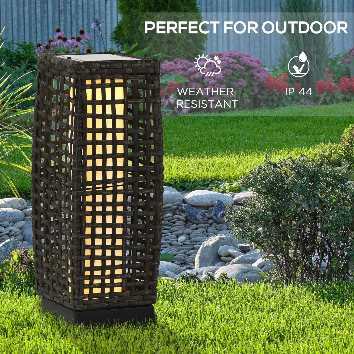Black - Outsunny - Outdoor Rattan Solar Lantern - 7