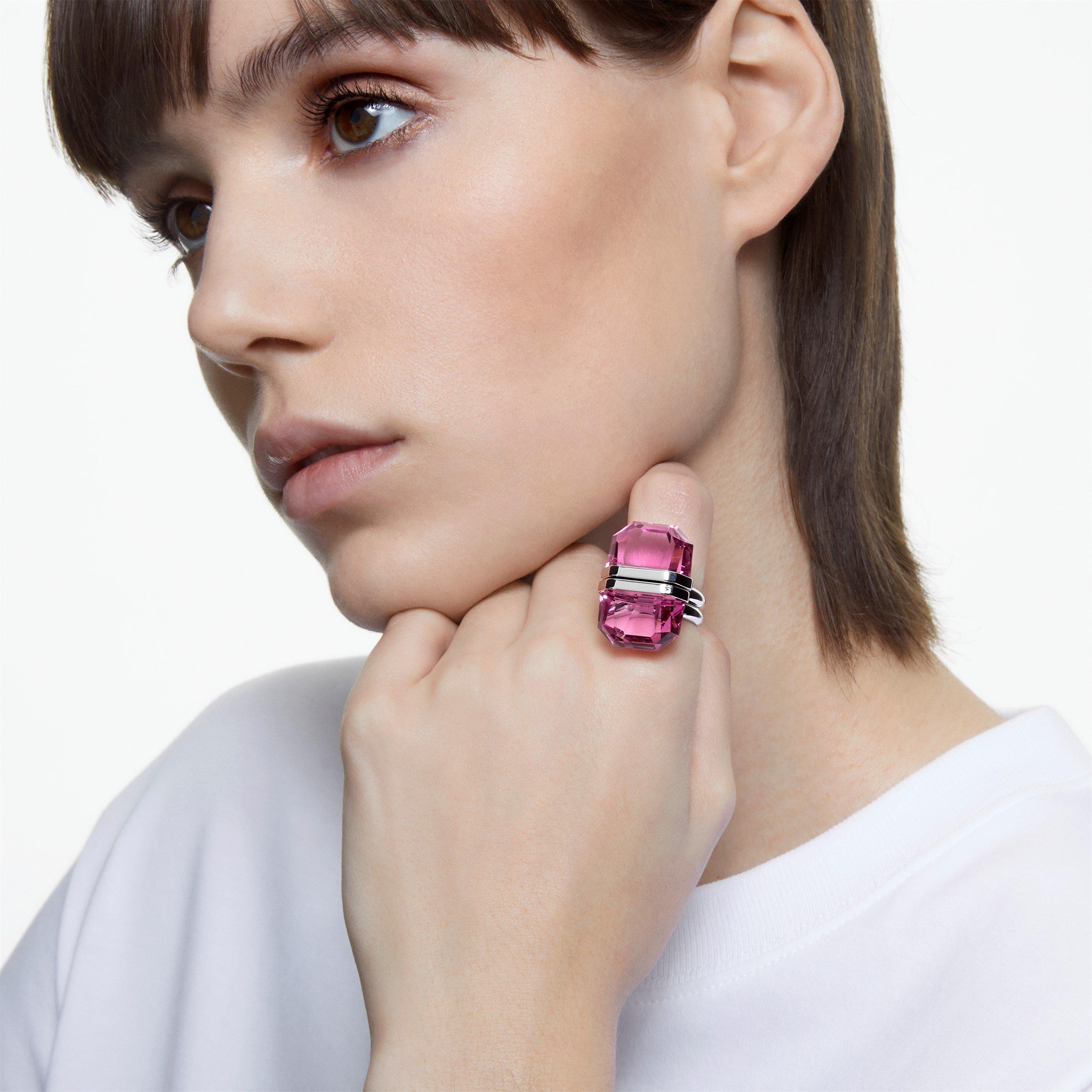 Swarovski | Lucent ring, Magnetic closure, Pink, Rhodium