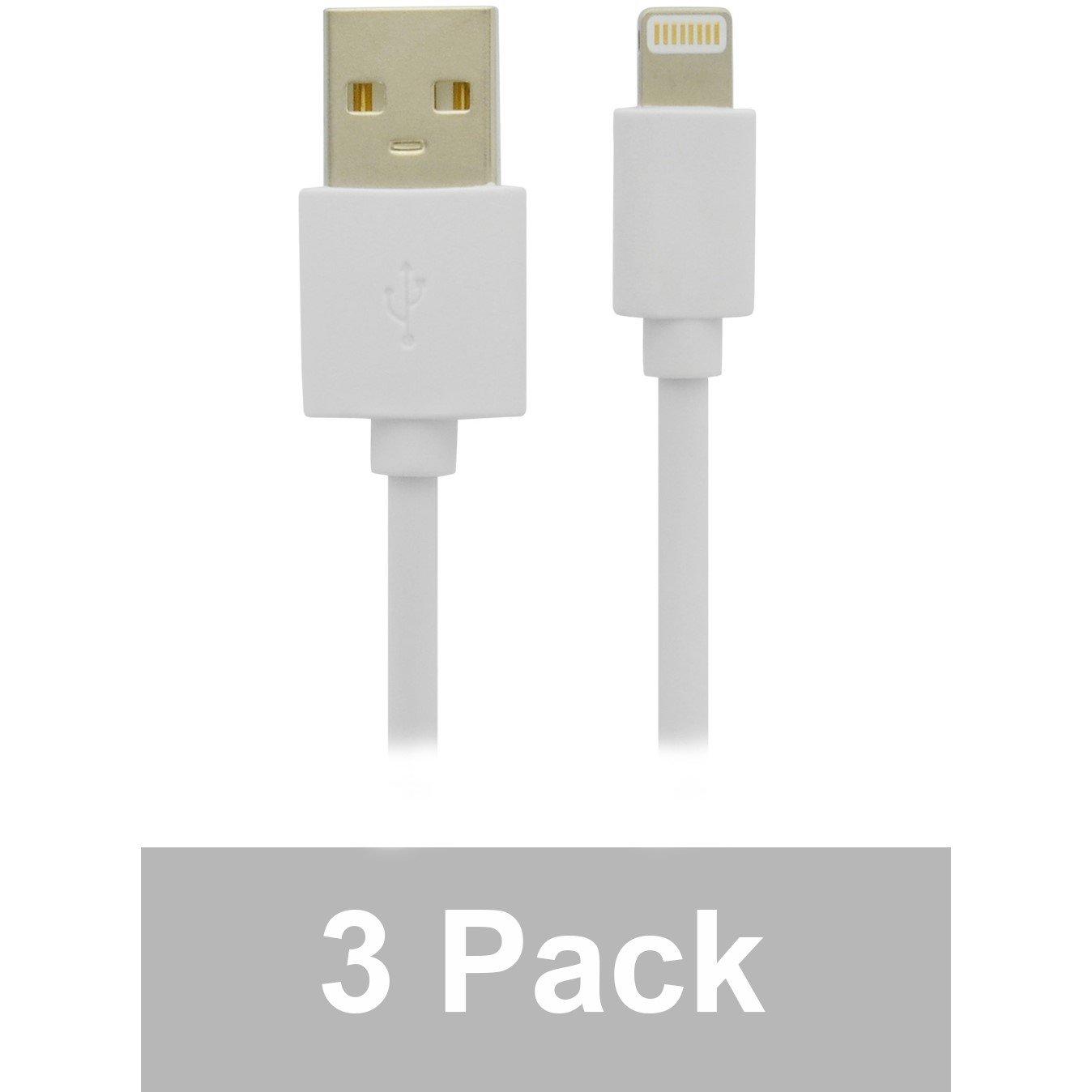 White - Grab N Go - USB A To Lightning Cables - 2M - 3 Pack - 1
