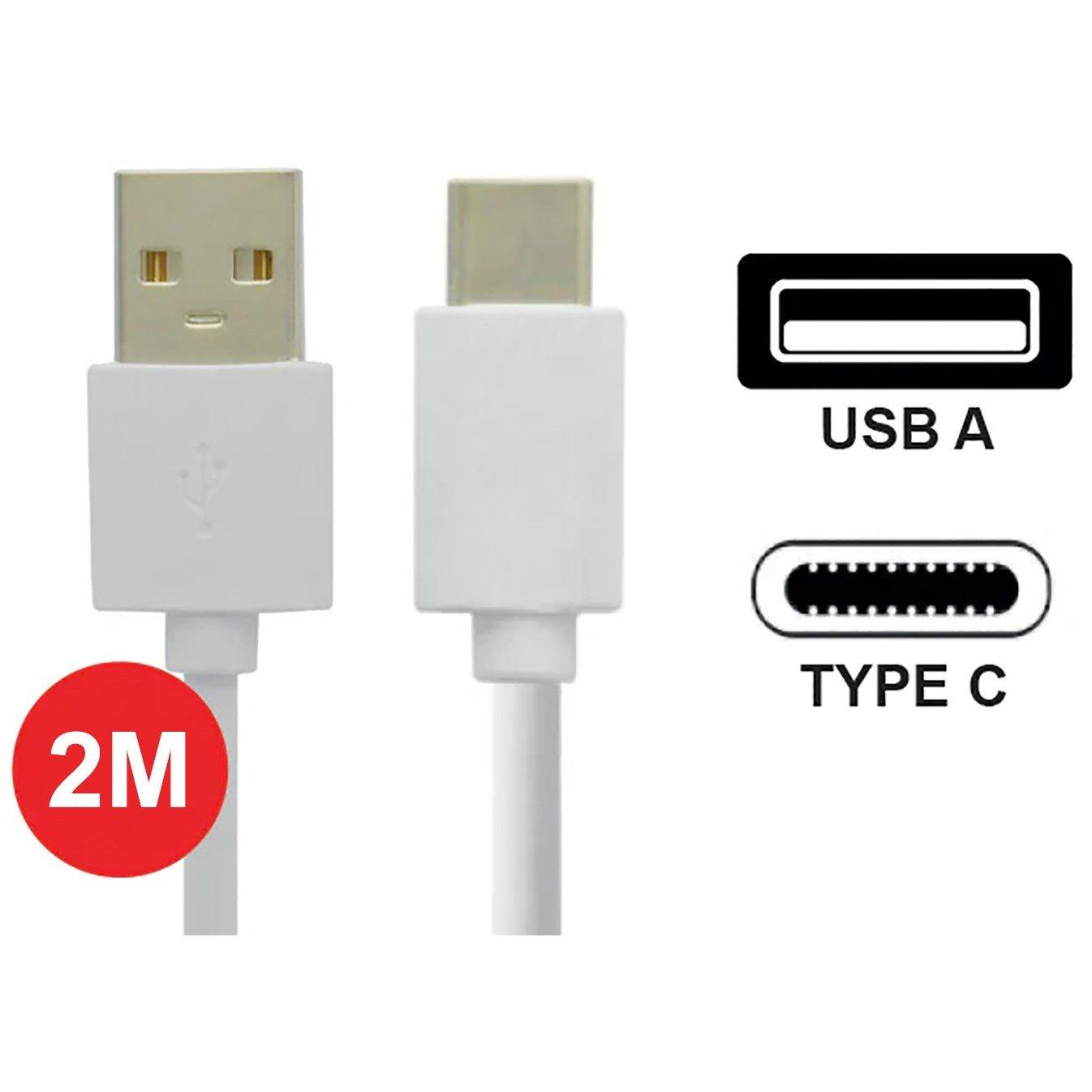 White - Grab N Go - USB A To Type C Cables - 2M - 3 Pack - 2