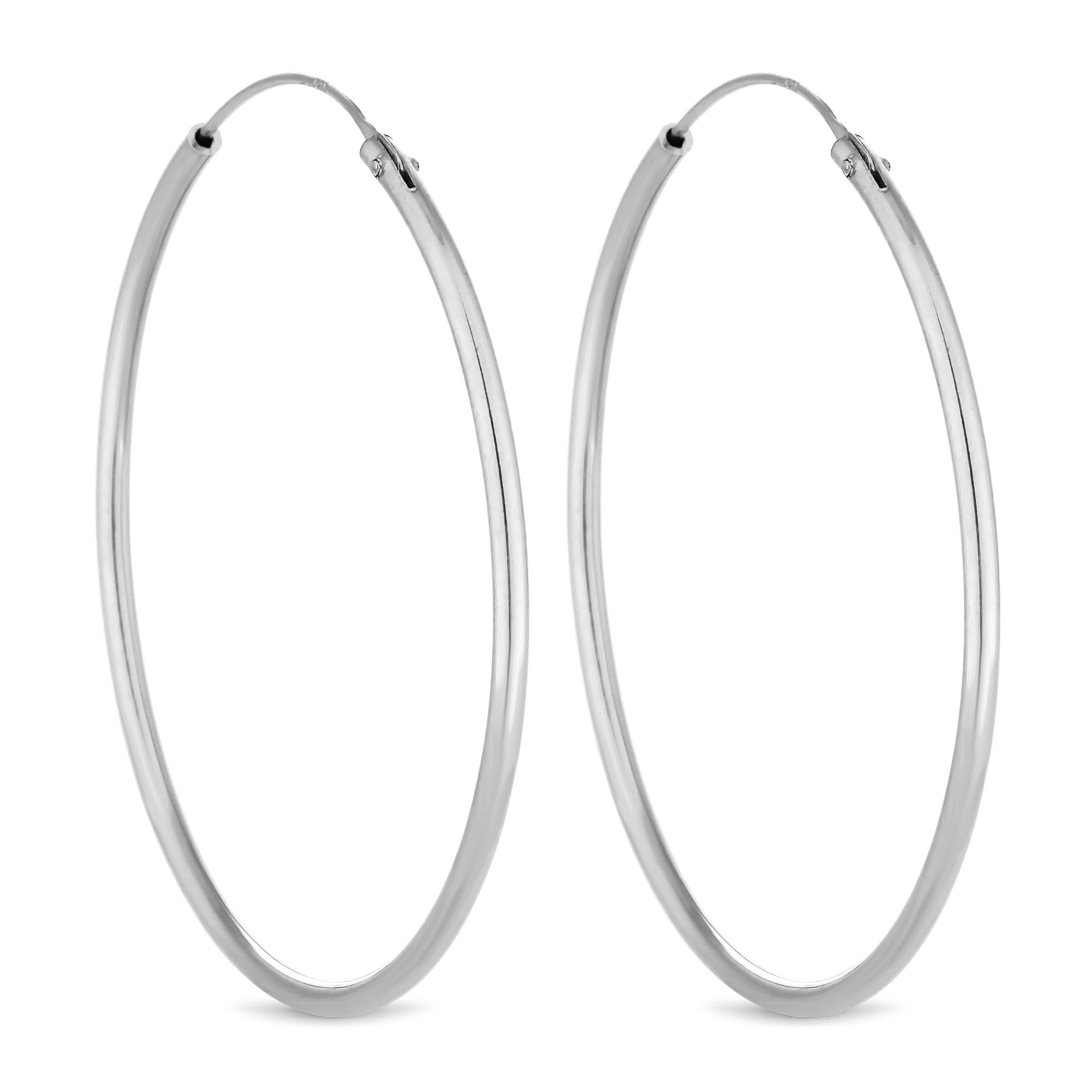 Simply Women's Sterling 925 Hoop Earrings Silver