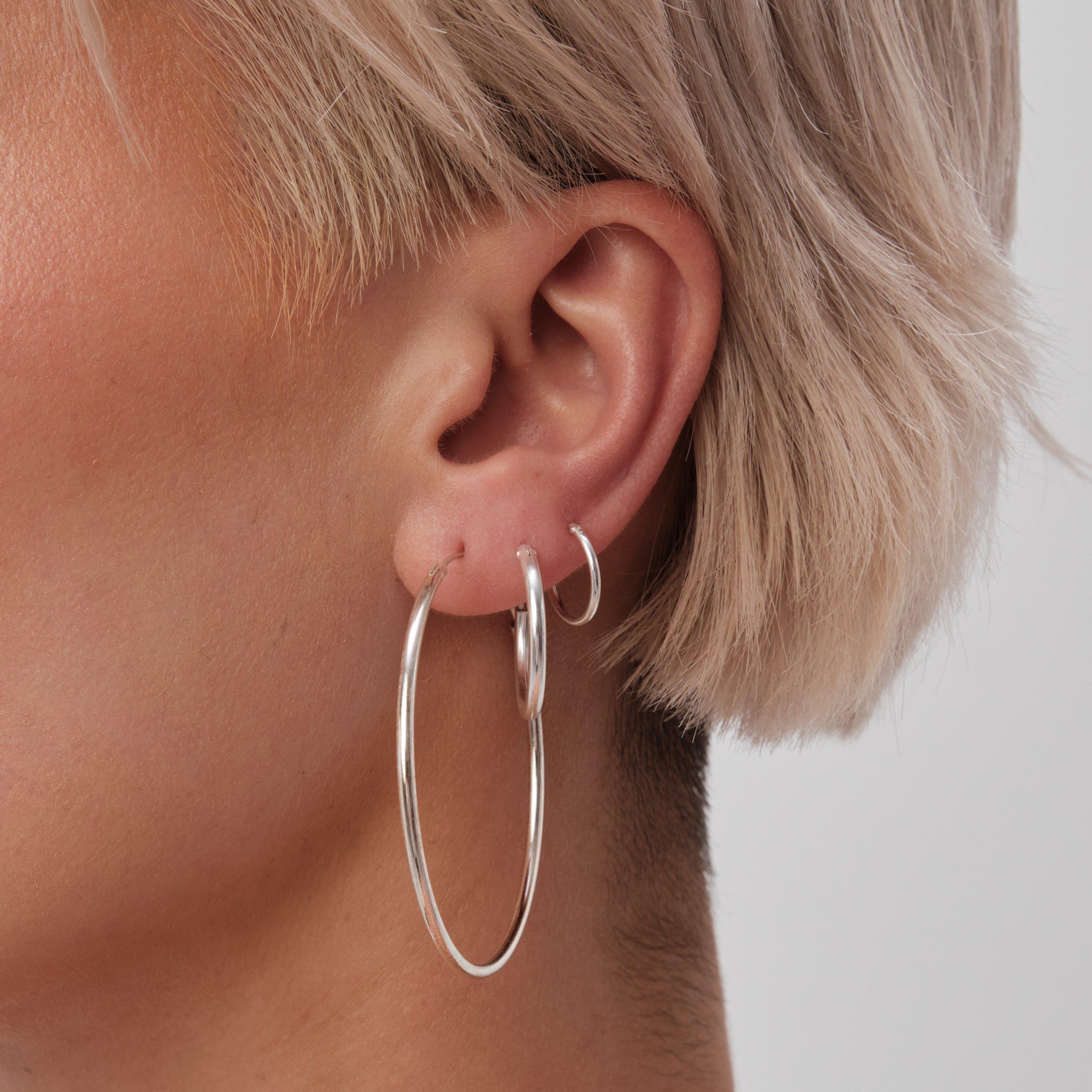 Silver - Simply Silver - Sterling Silver 925 Hoop Earrings - 2