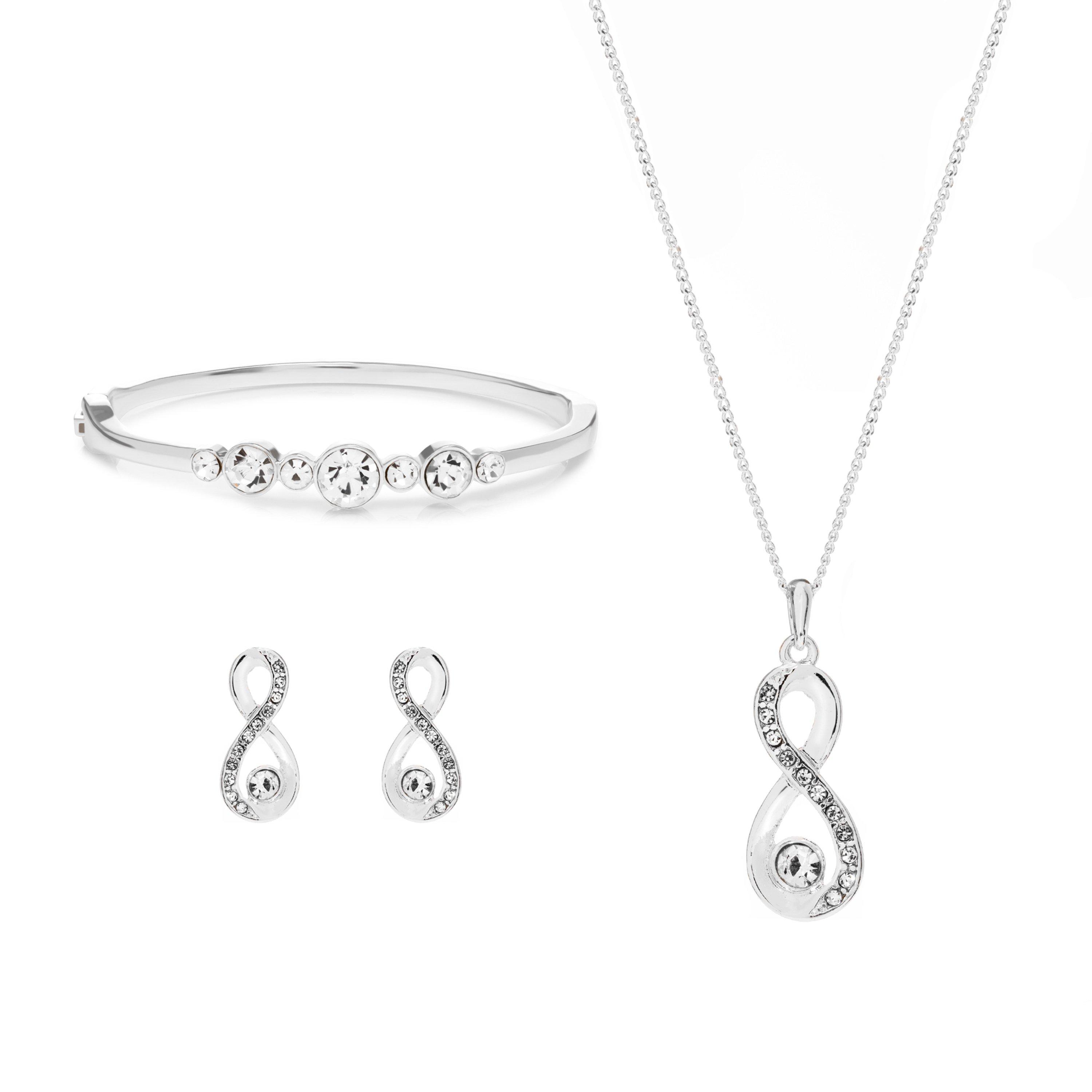 Silver - Jon Richard - Silver Plated Crystal Jewellery Set - Gift Boxed - 2