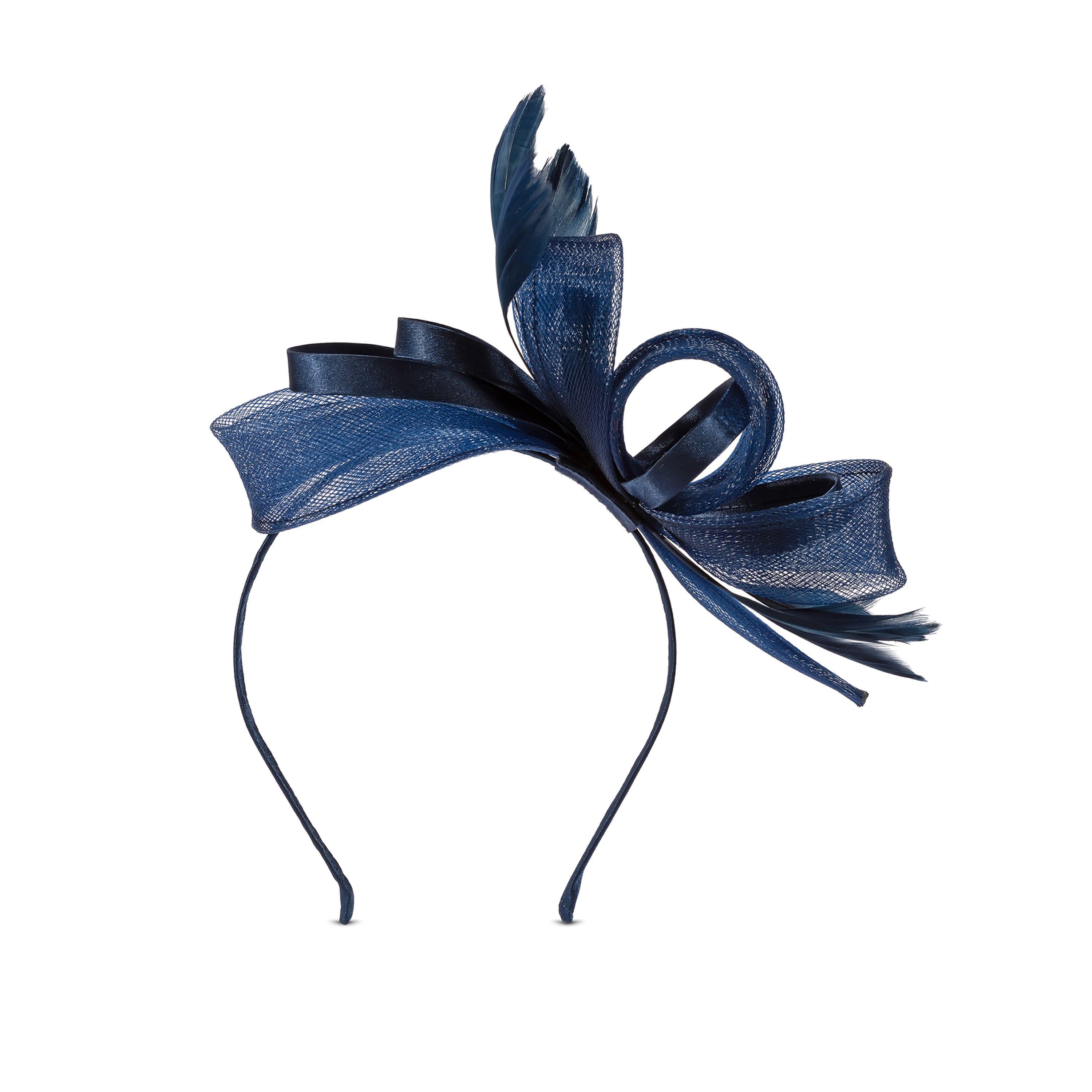Blue - Jon Richard - Navy Medium Fascinator Headband - 2