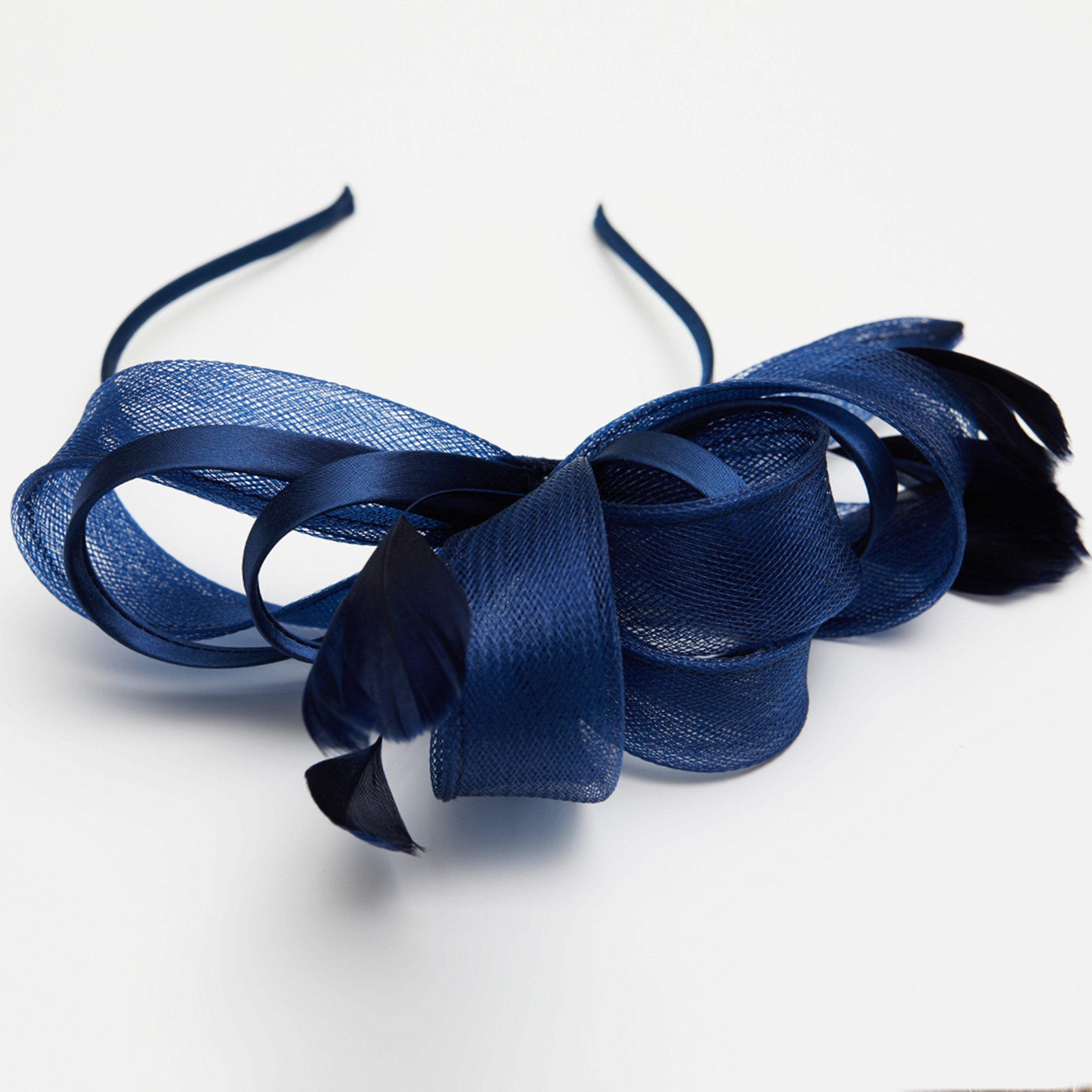 Blue - Jon Richard - Navy Medium Fascinator Headband - 4