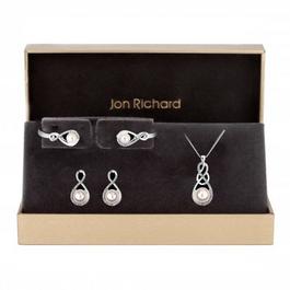 Jon Richard Silver Plated Crystal Infinity Set - Gift Boxed