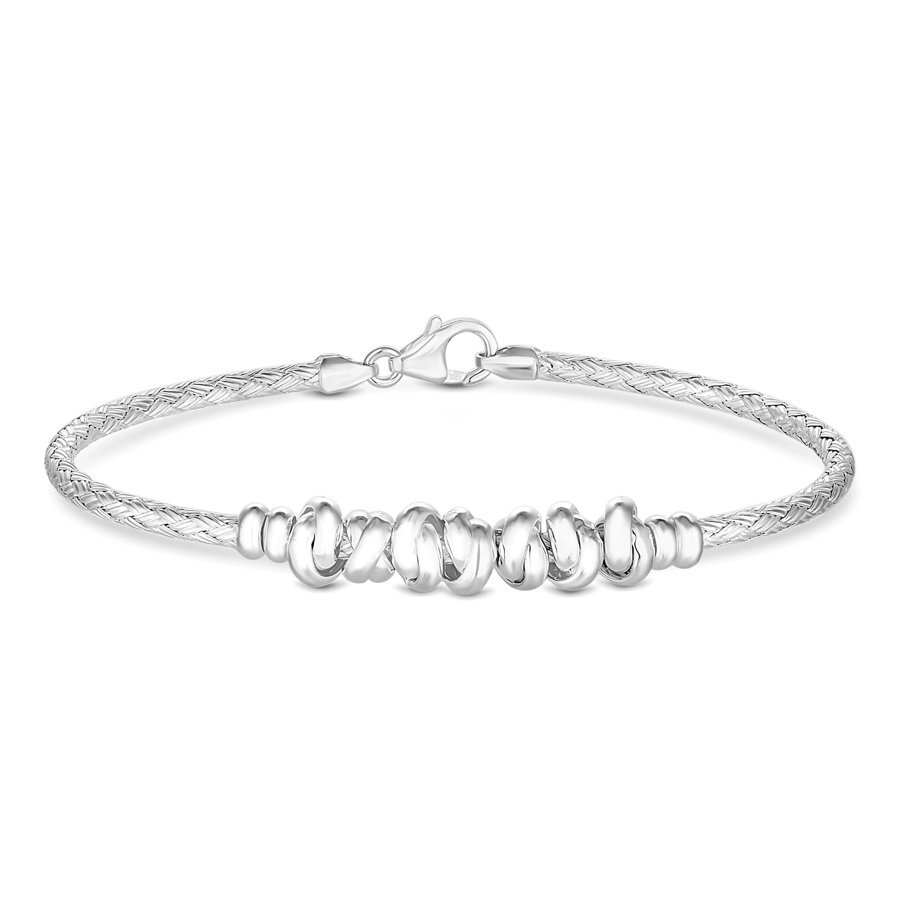 Silver - Simply Silver - Recycled Sterling Silver 925 Knot Textured Bangle - 1