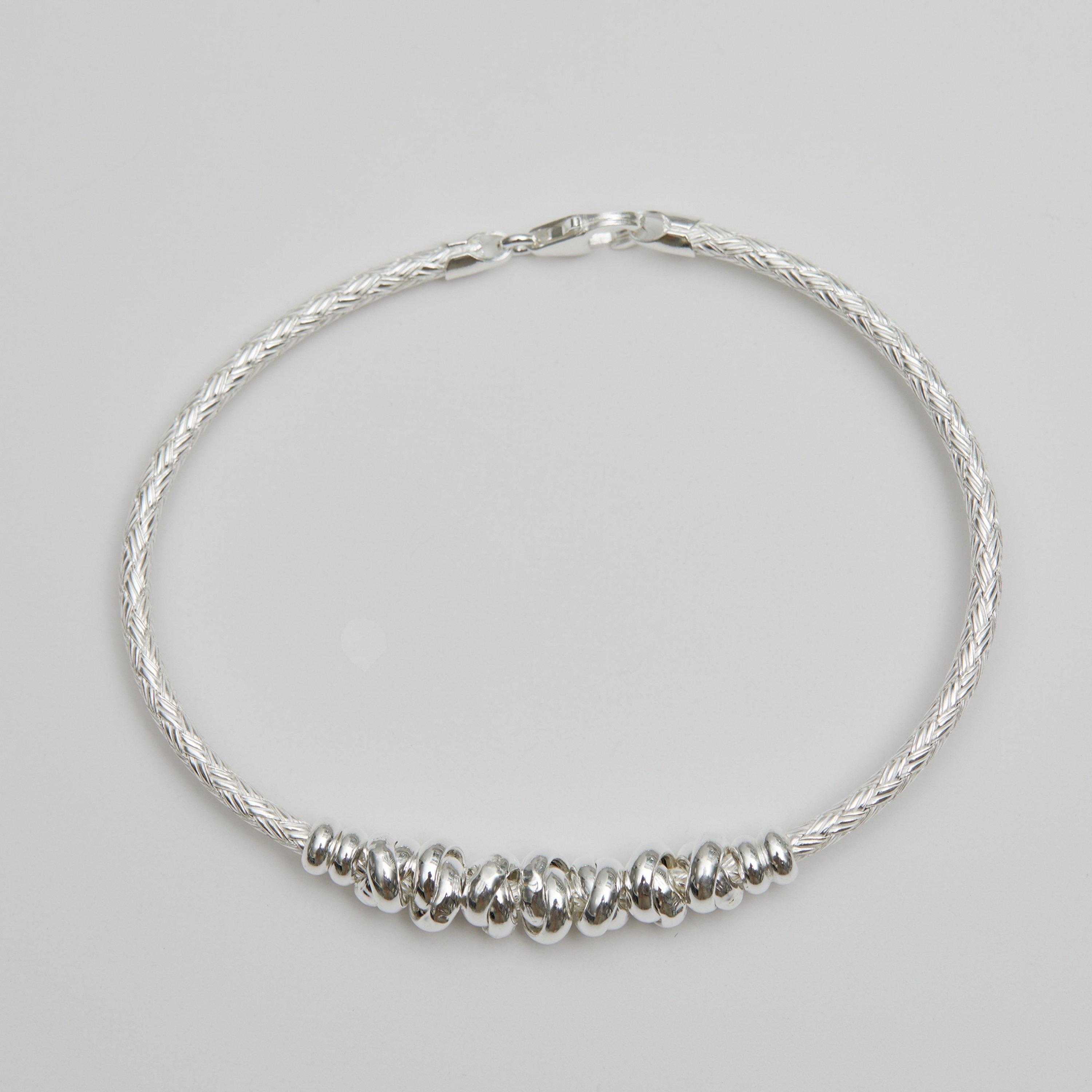 Silver - Simply Silver - Recycled Sterling Silver 925 Knot Textured Bangle - 3