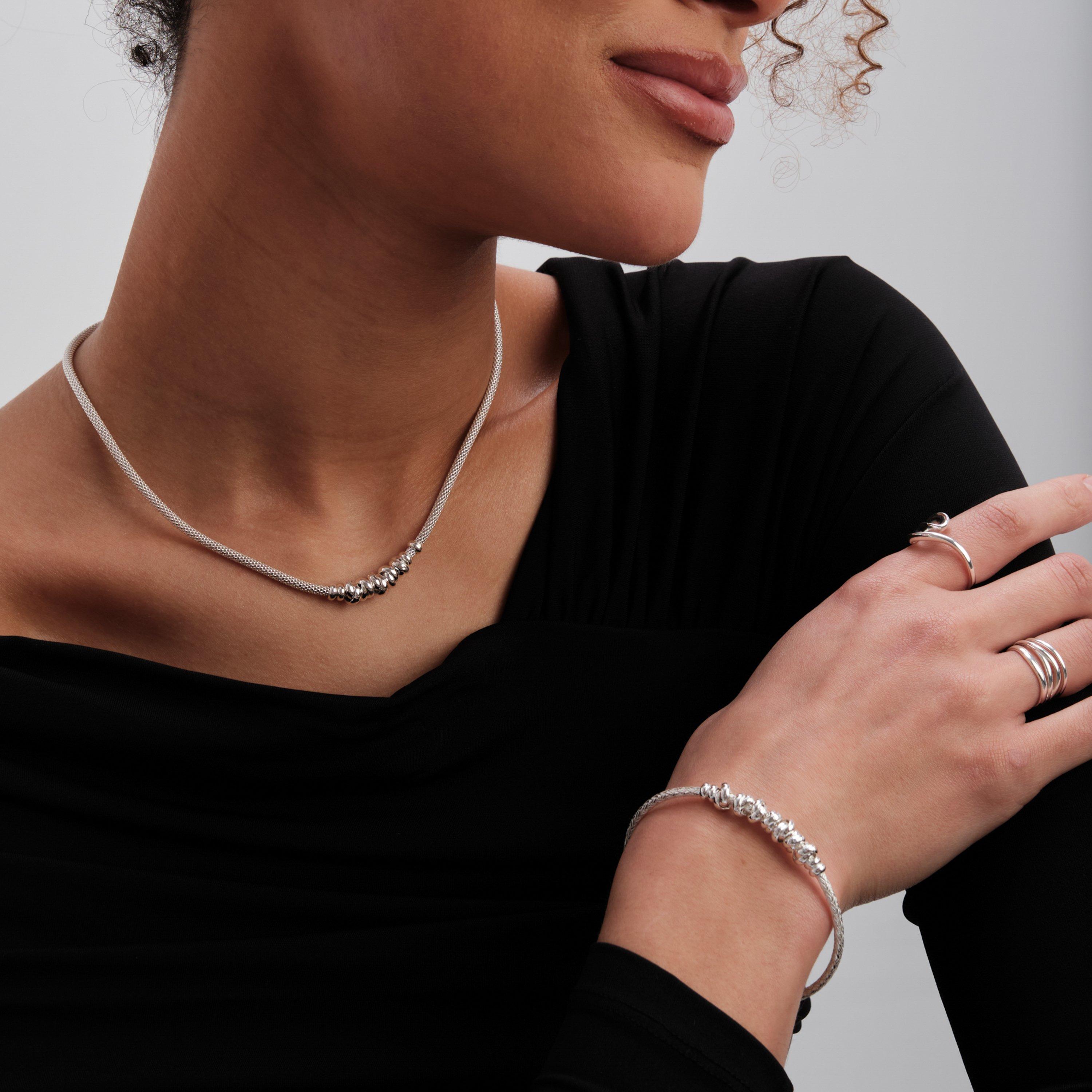 Silver - Simply Silver - Recycled Sterling Silver 925 Knot Textured Bangle - 4