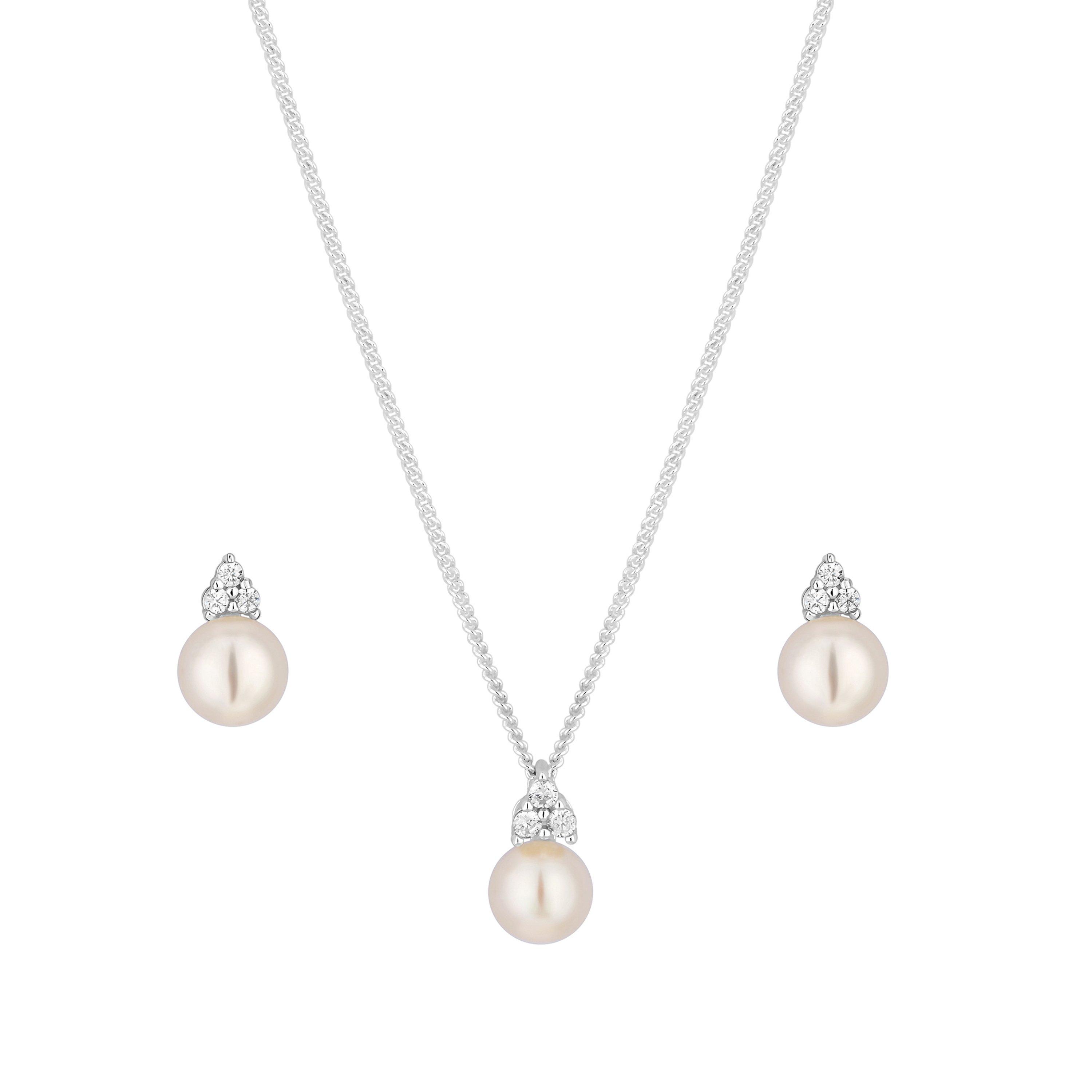 Silver - Simply Silver - Sterling Silver 925 Pearl Set - Gift Boxed - 2