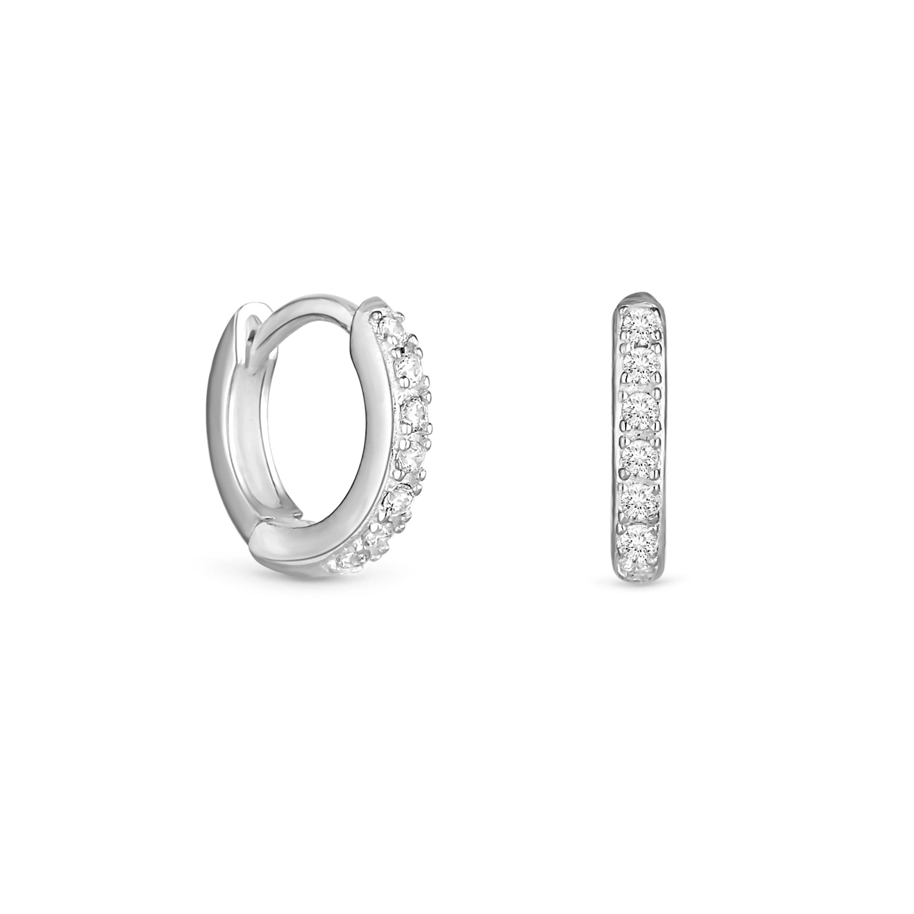 Simply Women's Sterling 925 Cubic Zirconia Mini Hoops Silver