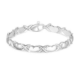 Simply Silver Sterling Silver 925 Heart Kiss Bracelet