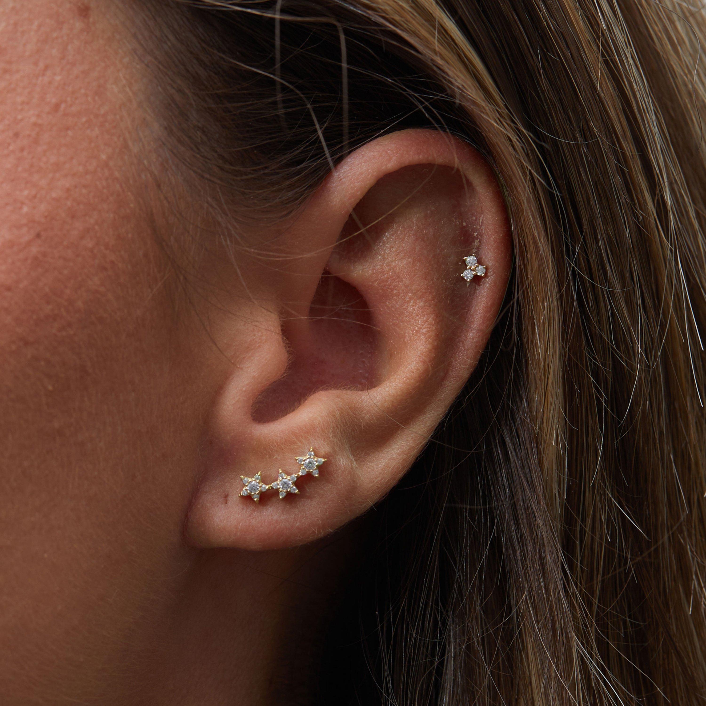 Gold - Inicio - 14K Gold Plated Recyc CZ Ear Climber - Gift Pouch - 2