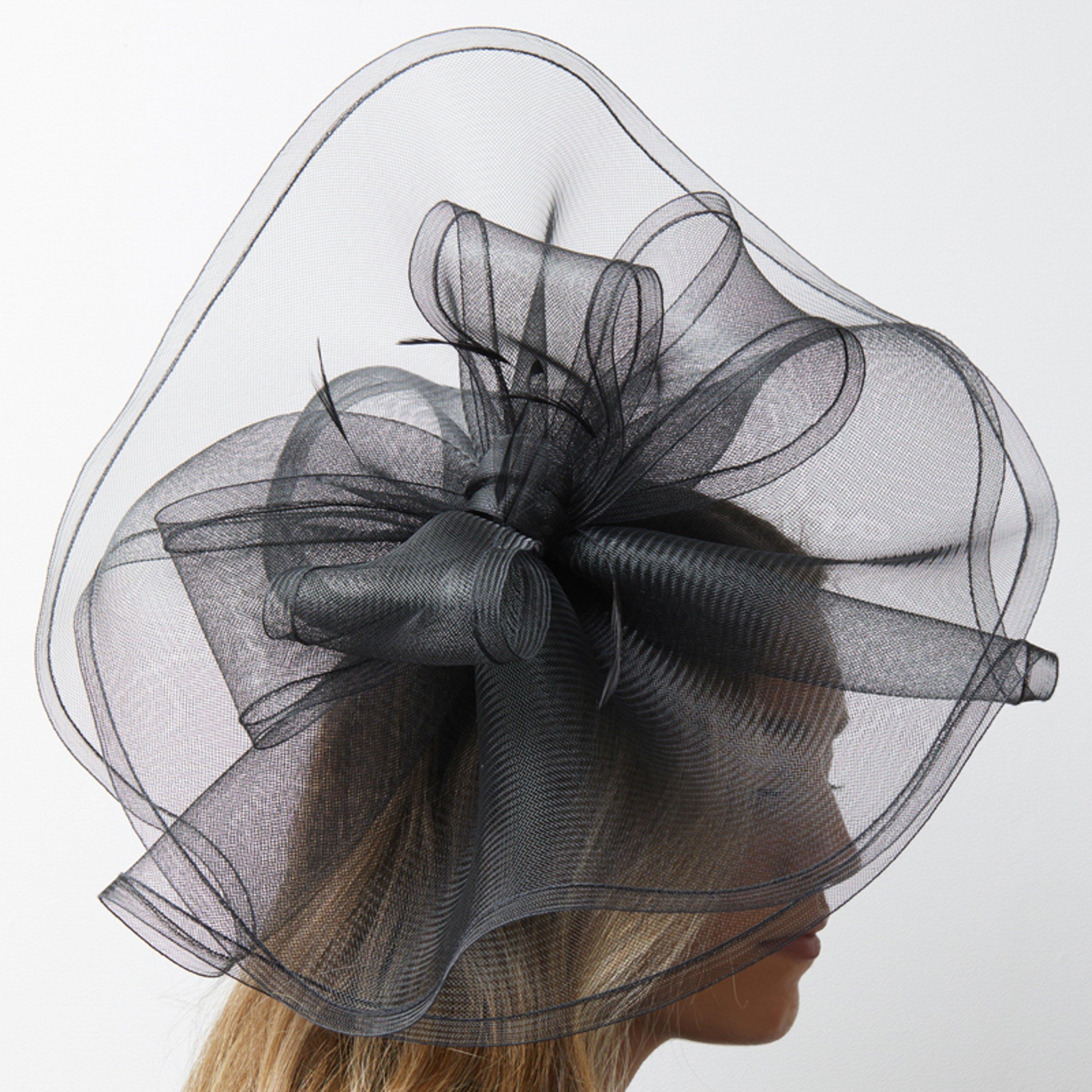 Black - Jon Richard - Black Large Hat Fascinator - 4