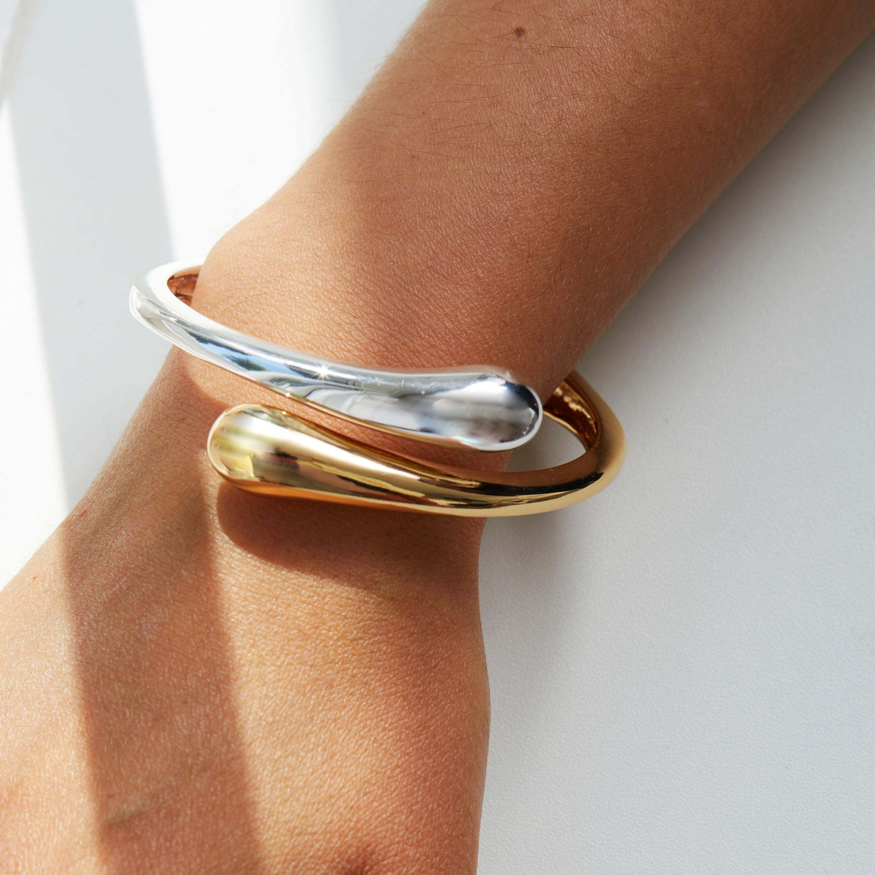 Multicoloured - Jon Richard - Recycled Two Tone Plated Polished Bangle Bracelet - 2