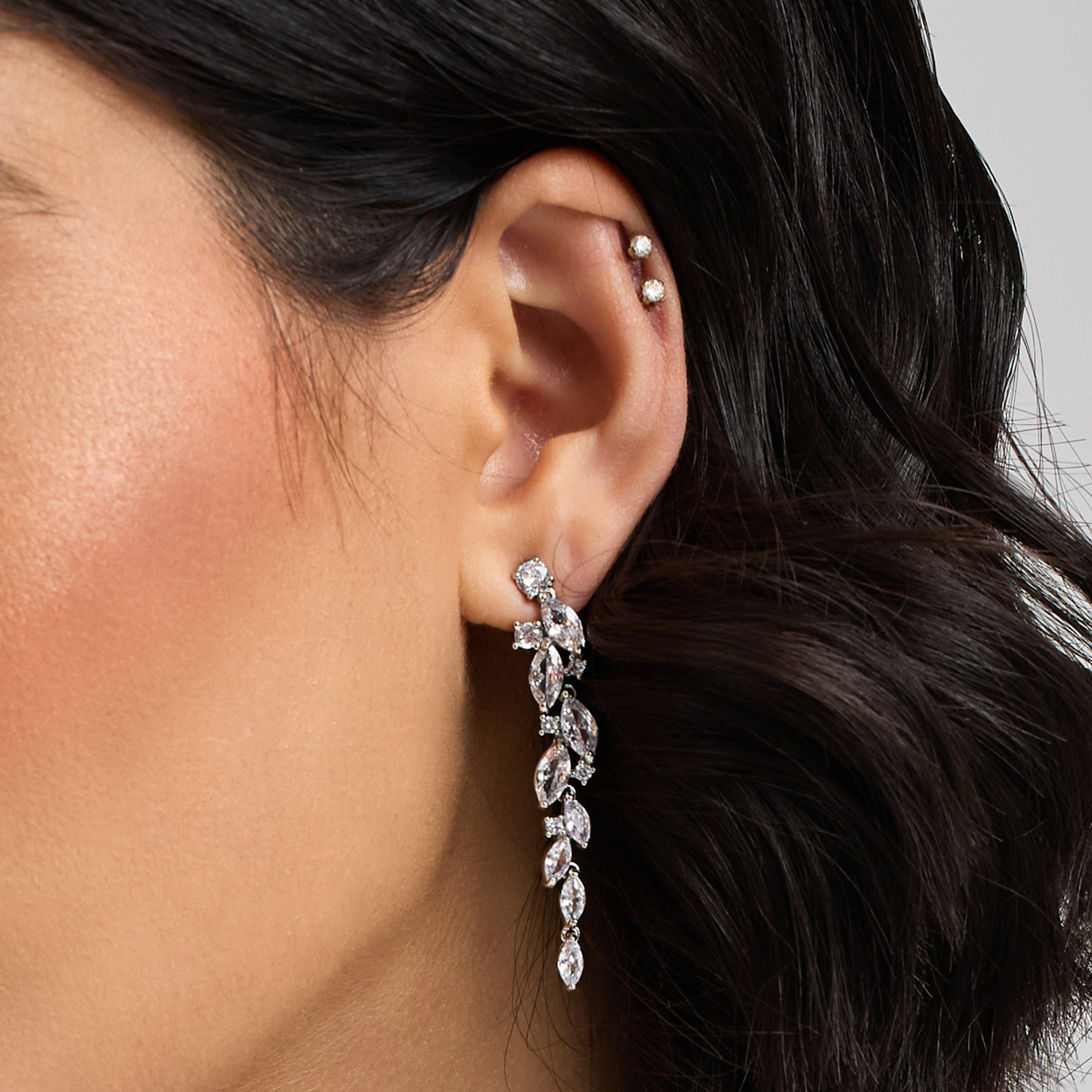 Silver - Jon Richard - Silver Plated Navette Charlotte Drop Earrings - 1