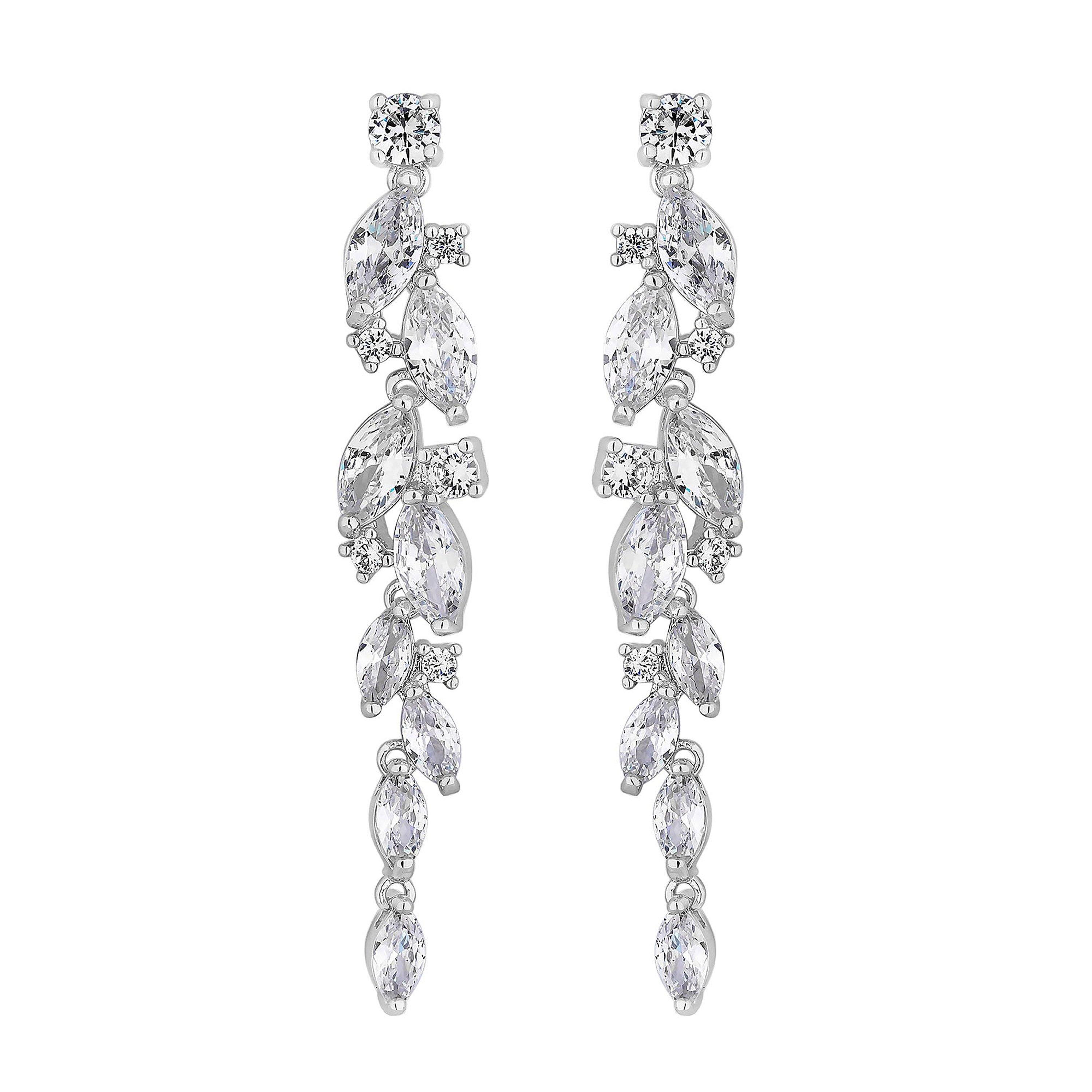 Silver - Jon Richard - Silver Plated Navette Charlotte Drop Earrings - 2