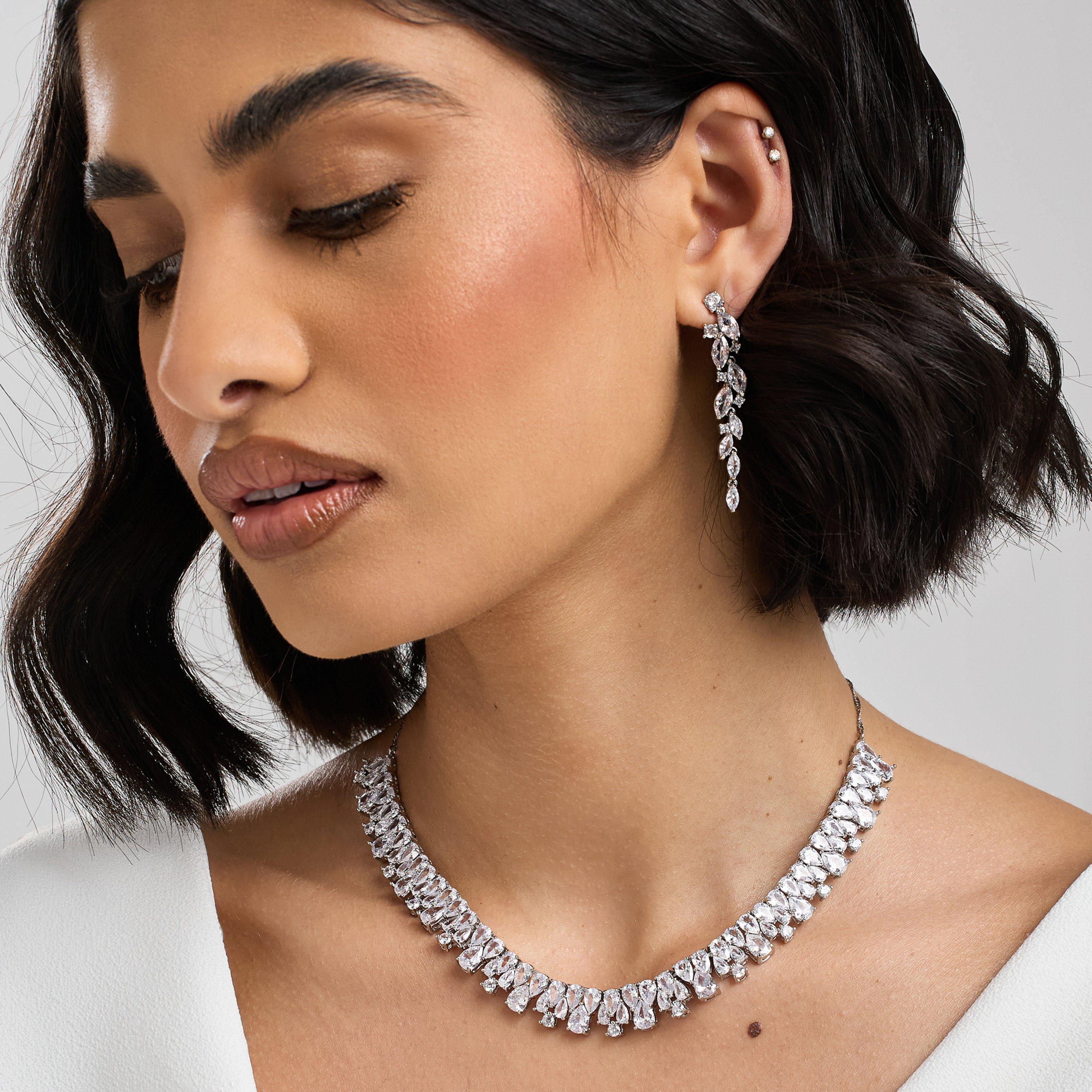 Silver - Jon Richard - Silver Plated Navette Charlotte Drop Earrings - 3