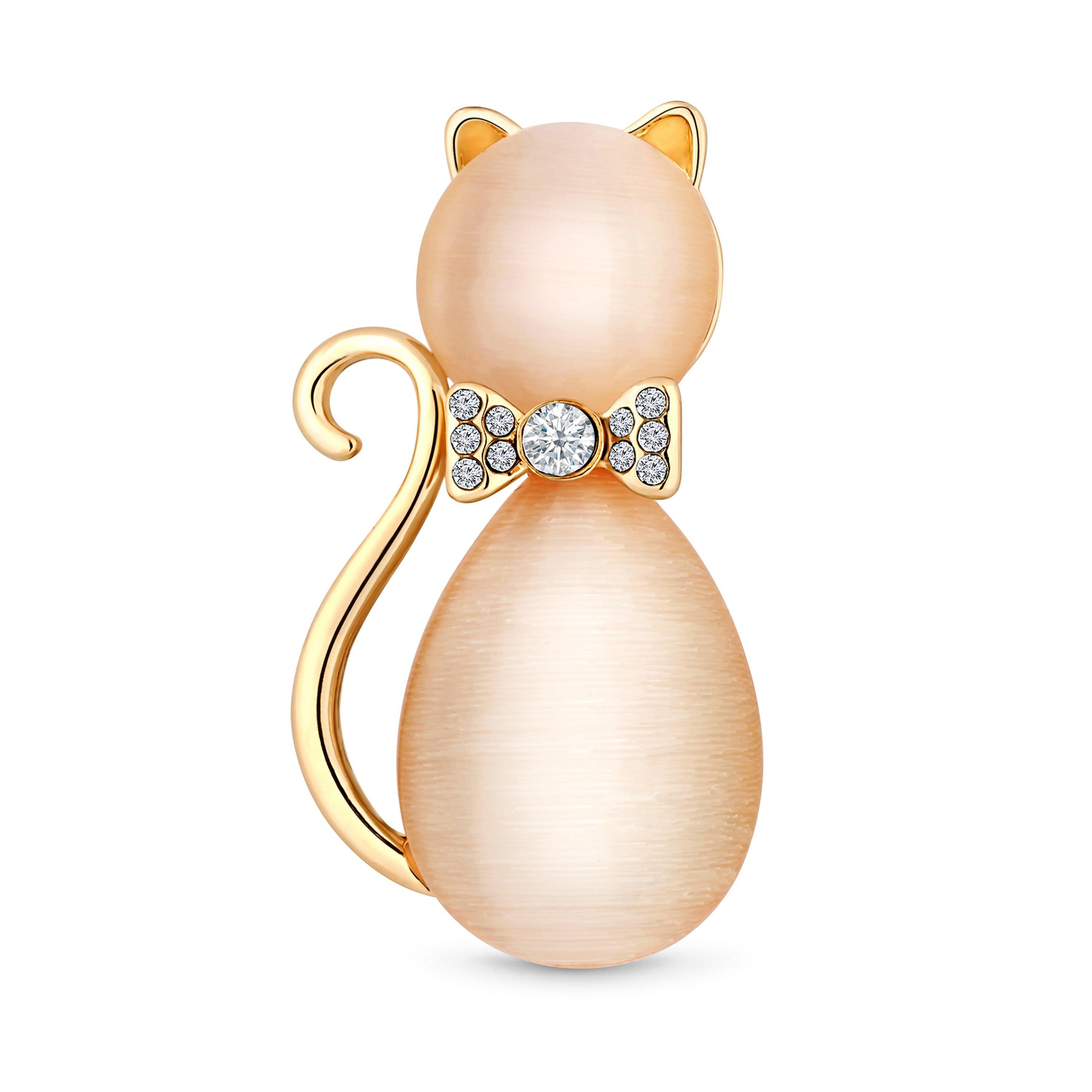 Pink - Jon Richard - Rose Gold Pink Crystal Cat Brooch - Gift Boxed - 2