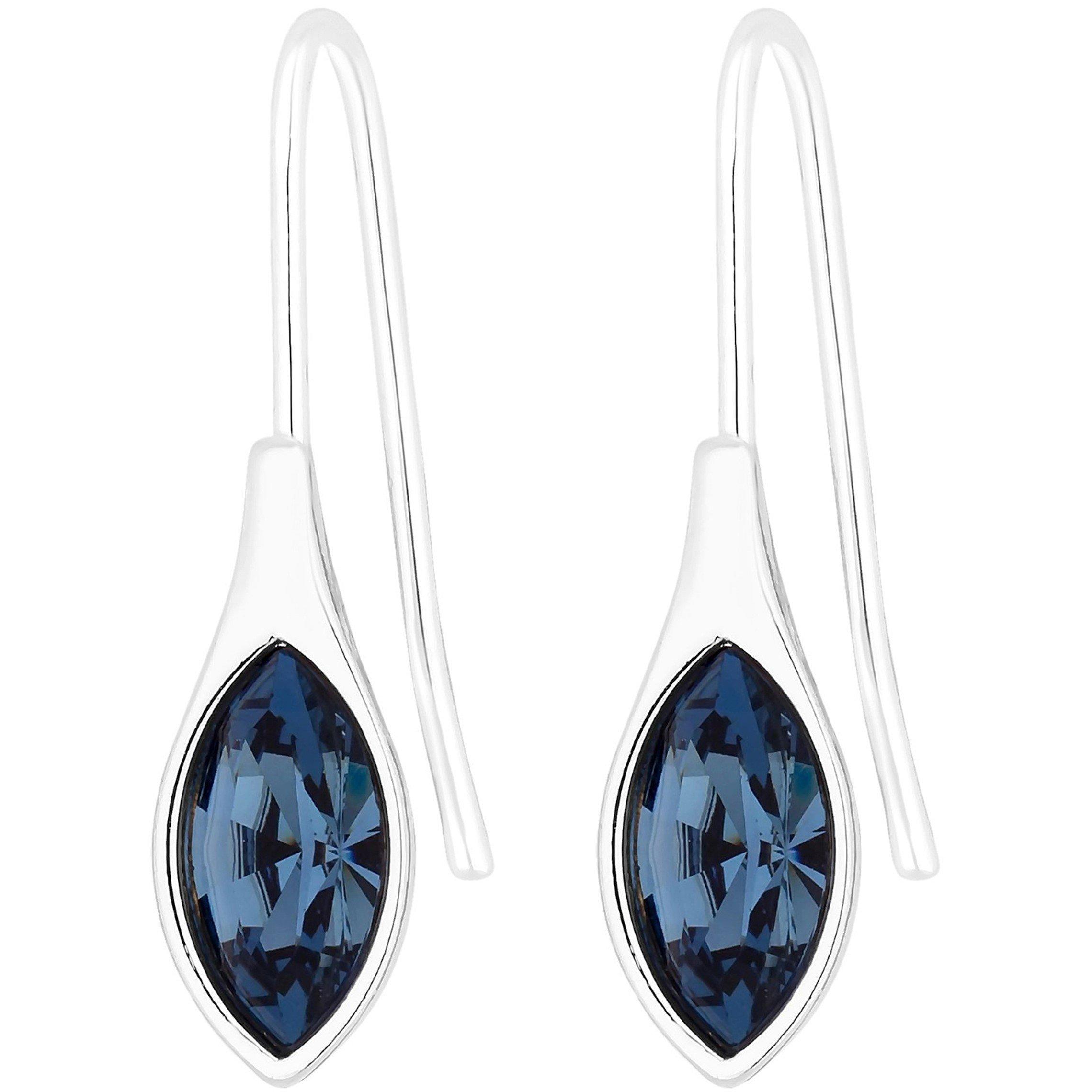 Blue - Jon Richard - Silver Plated Demin Blue Polished Drop Earrings - 1