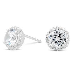 Simply Silver Sterling Silver 925 CZ Pave Stud Earrings