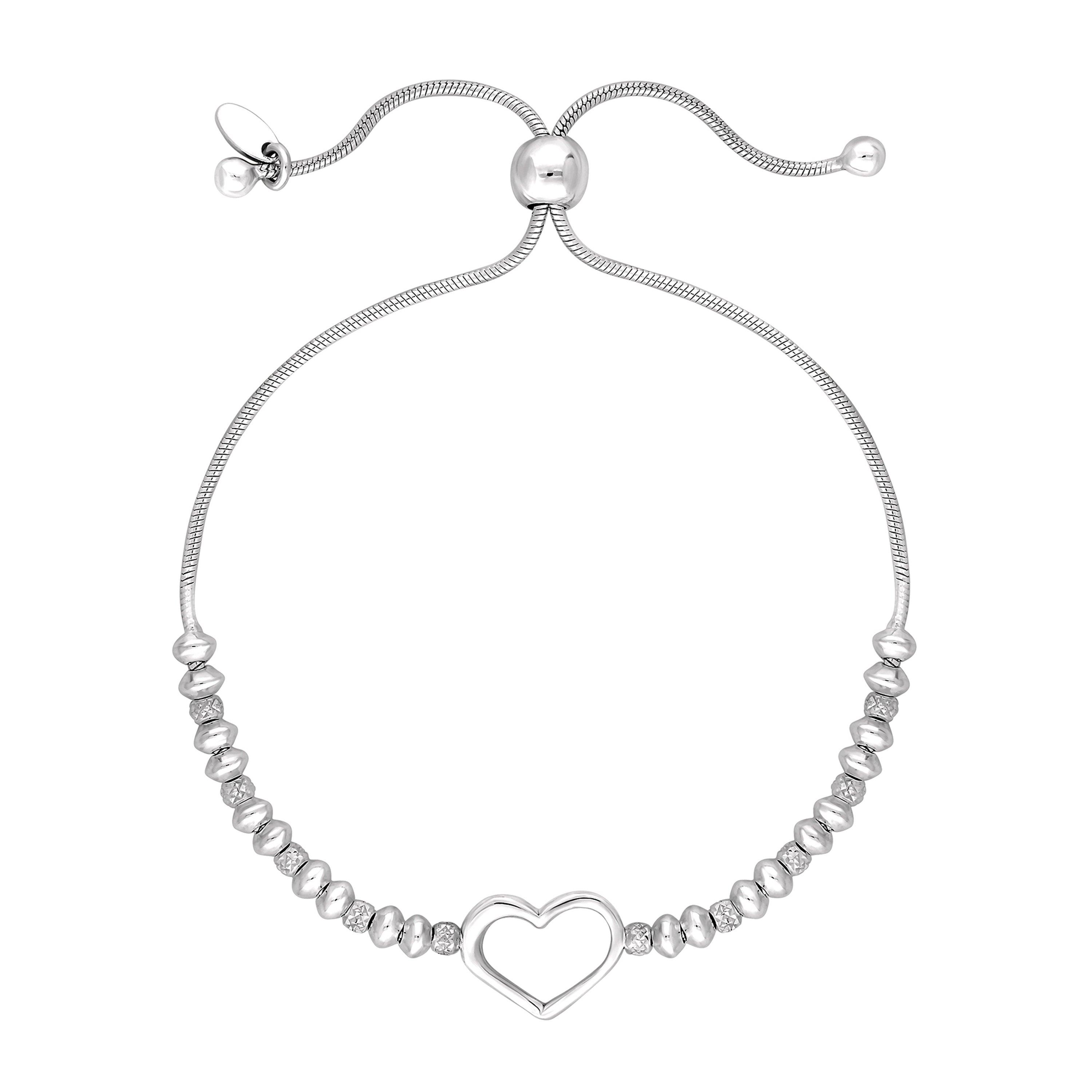 Silver - Simply Silver - Sterling Silver 925 Open Heart Toggle Bracelet - 1