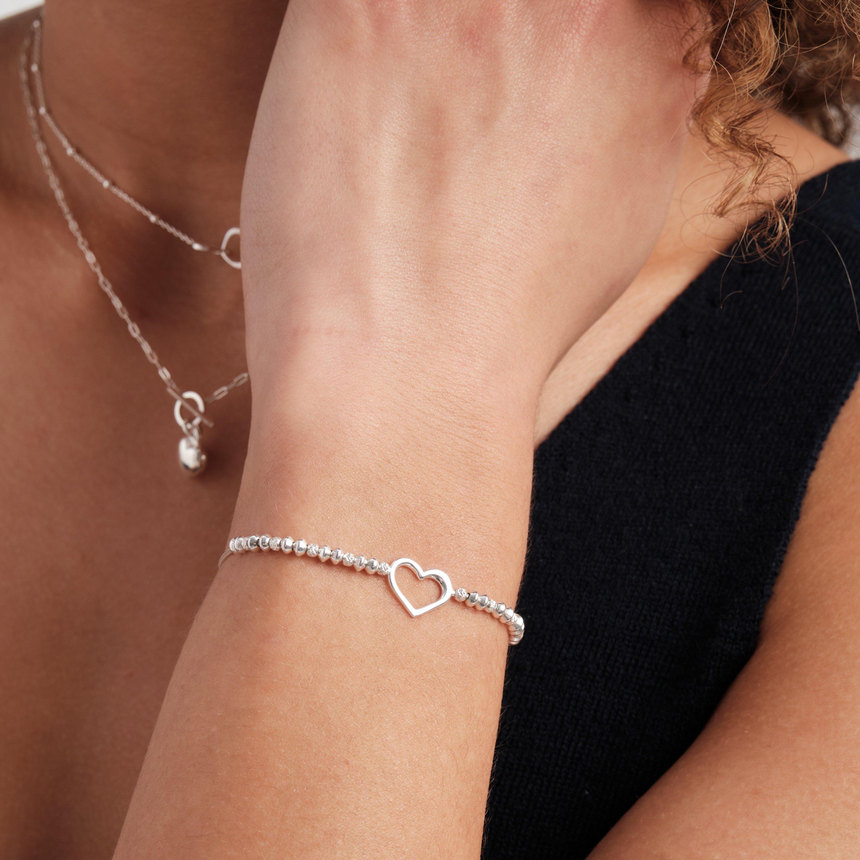 Silver - Simply Silver - Sterling Silver 925 Open Heart Toggle Bracelet - 2