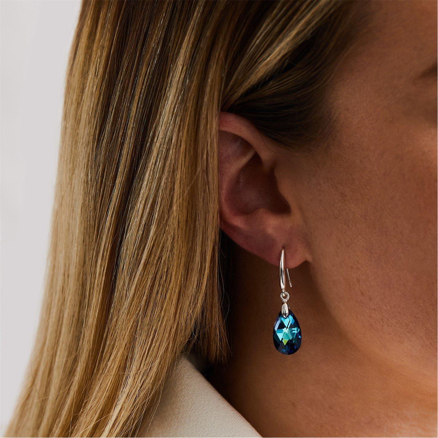 Silver - Jon Richard - Silver Plated Blue Fish Hook Drop Earrings - 2