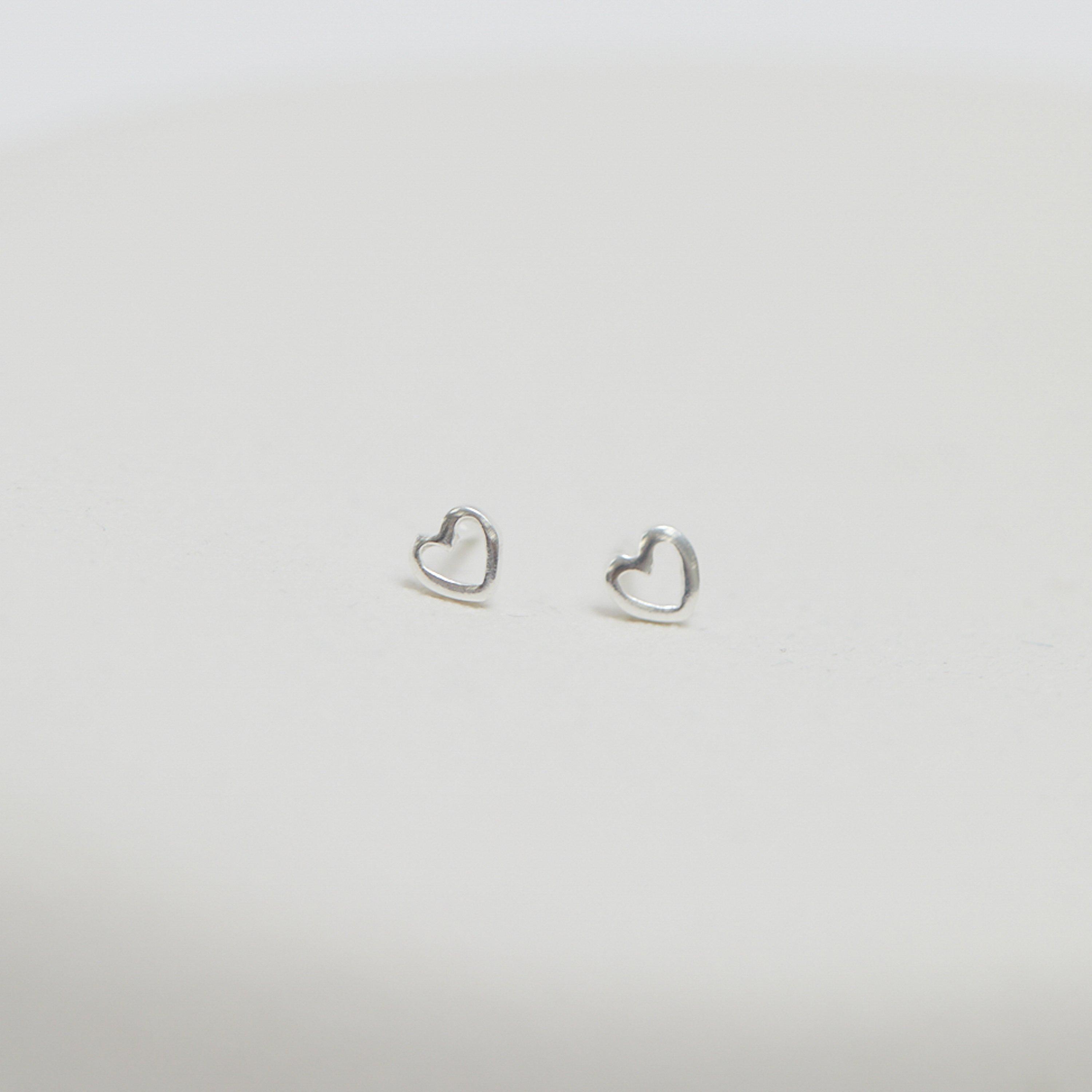 Silver - Simply Silver - Sterling Silver 925 Open Heart Stud Earrings - 2