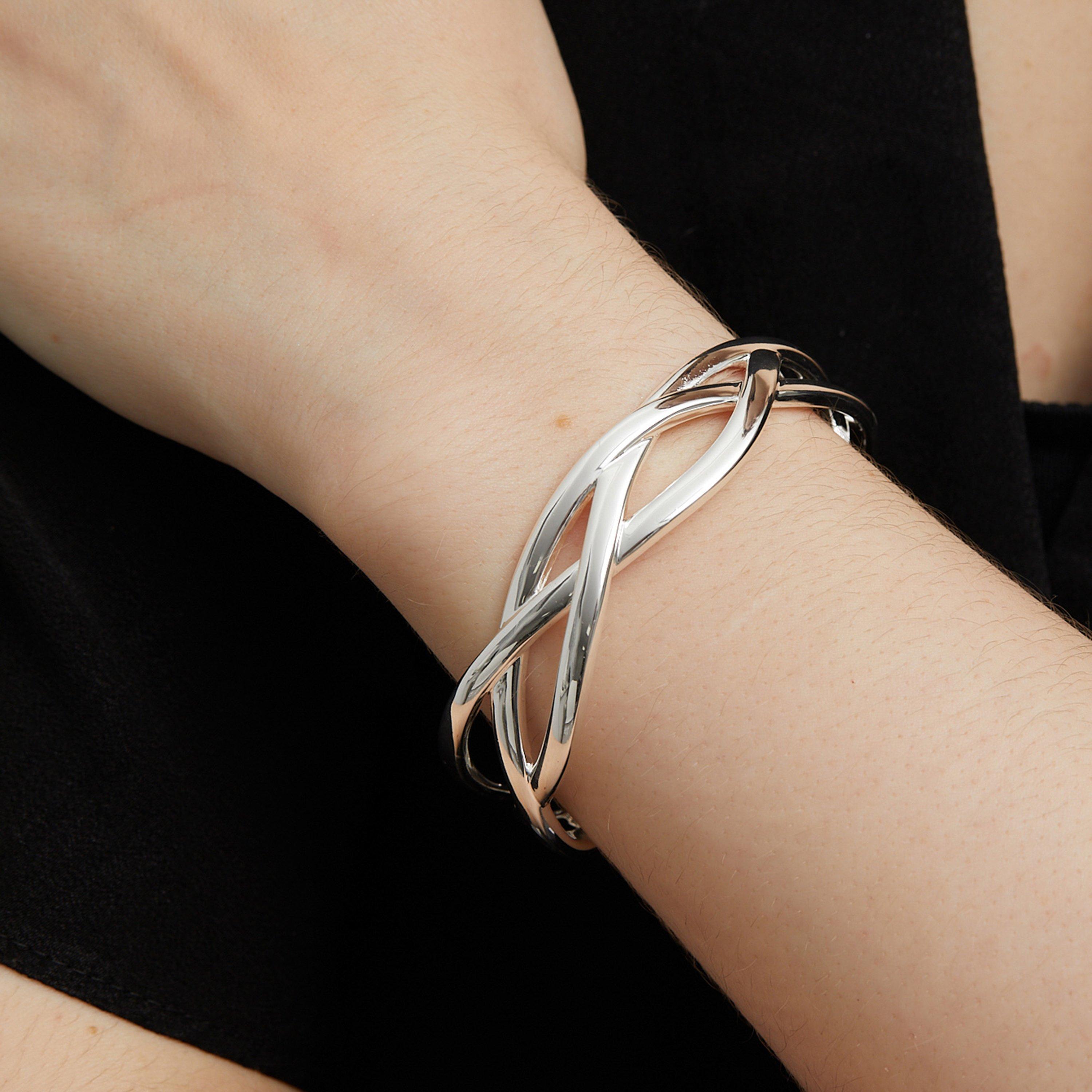 Silver - Inicio - Recyc Sterling Silver Plated Bangle - Gift Pouch - 1