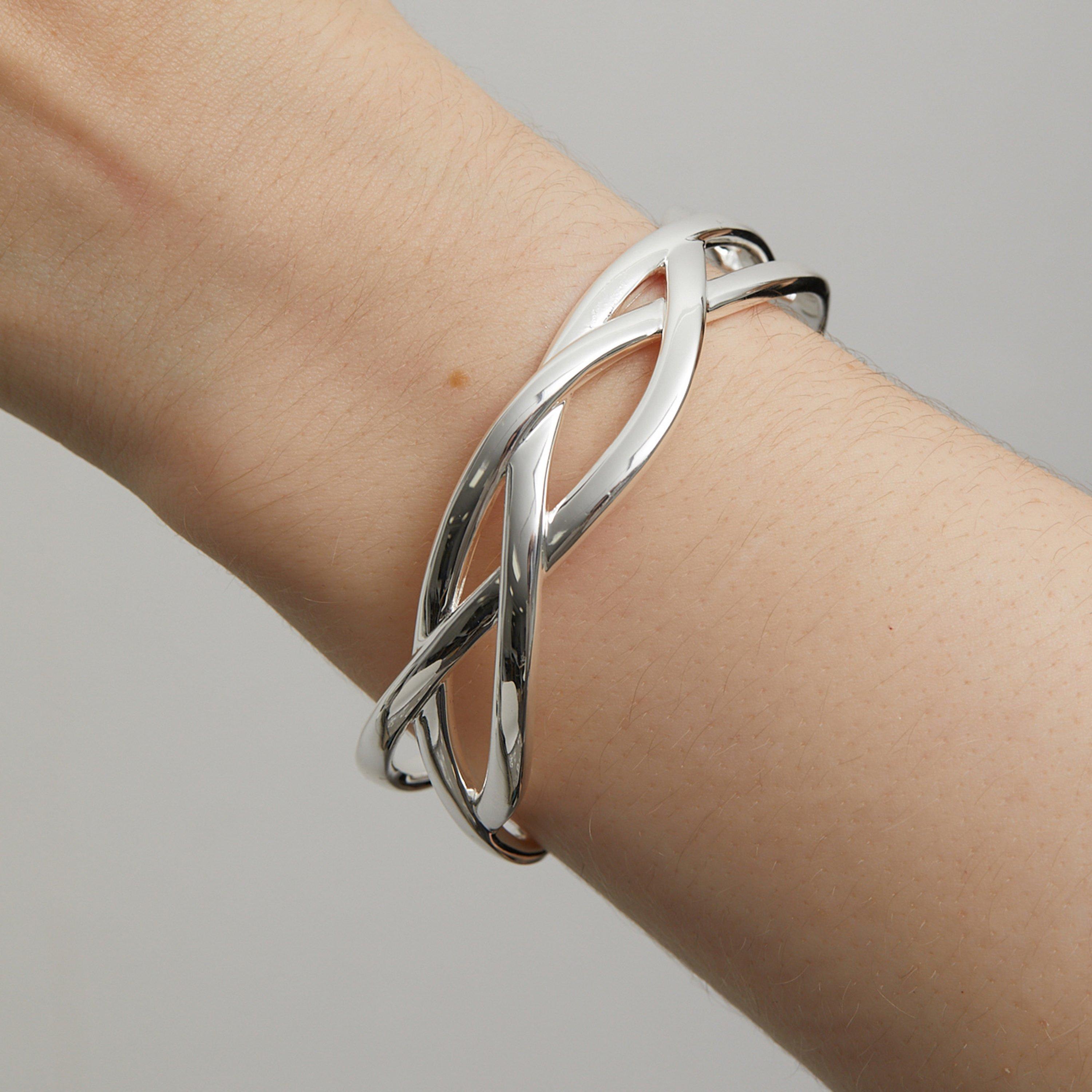 Silver - Inicio - Recyc Sterling Silver Plated Bangle - Gift Pouch - 3