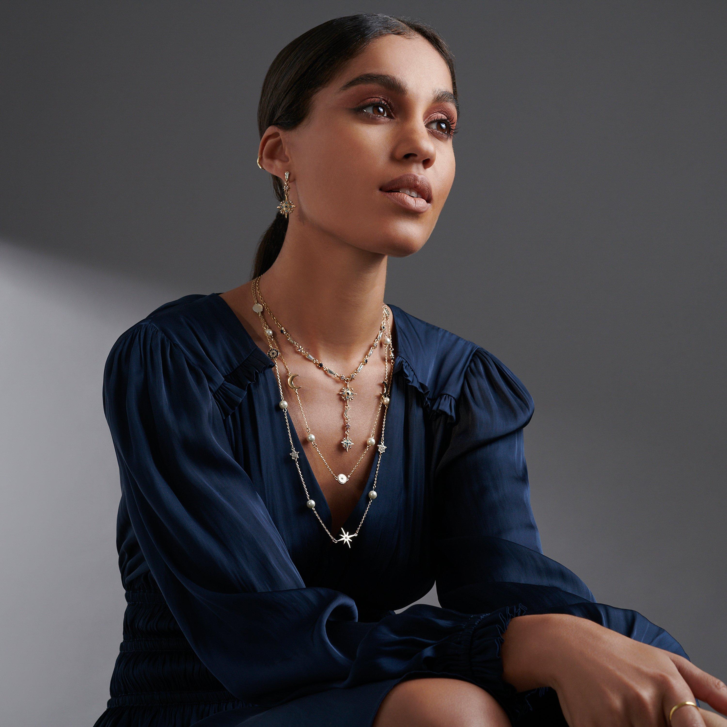 Gold - Mood - Gold Plated Multi Coloured Fine Celestial Necklace - 2