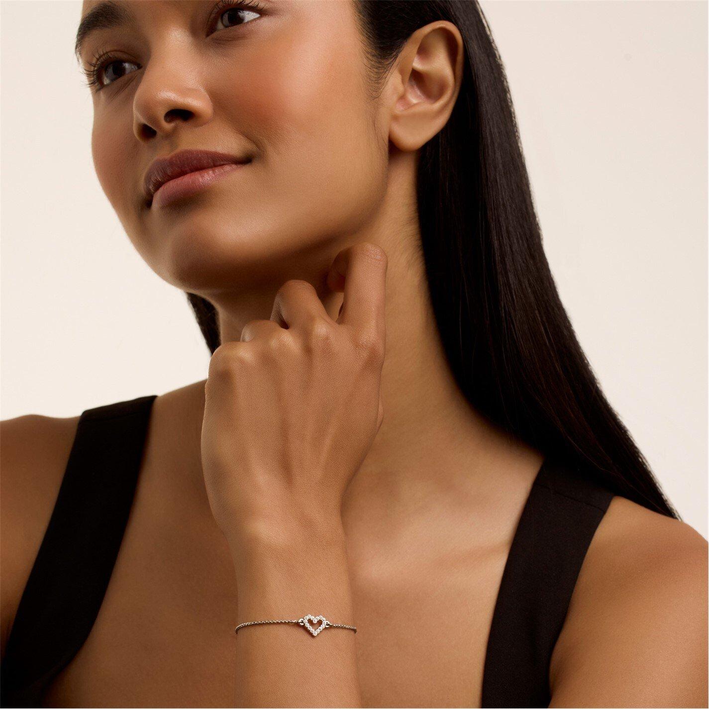 Silver/Crystal - Ted Baker - Amorita Crystal Heart Adjustable Bracelet - 3