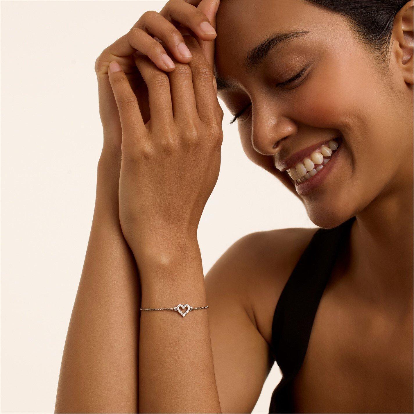 Silver/Crystal - Ted Baker - Amorita Crystal Heart Adjustable Bracelet - 4