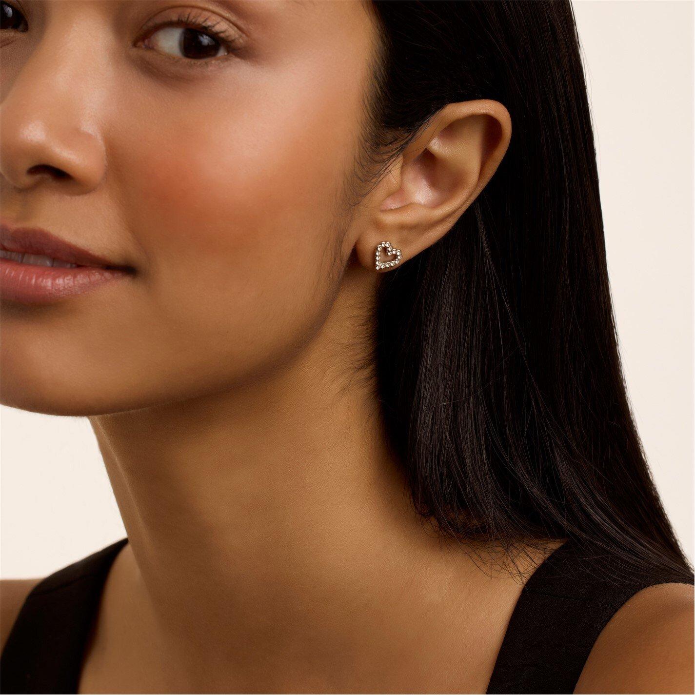 Zilver/Kristal - Ted Baker - Amorina Crystal Heart Stud Earrings - 3