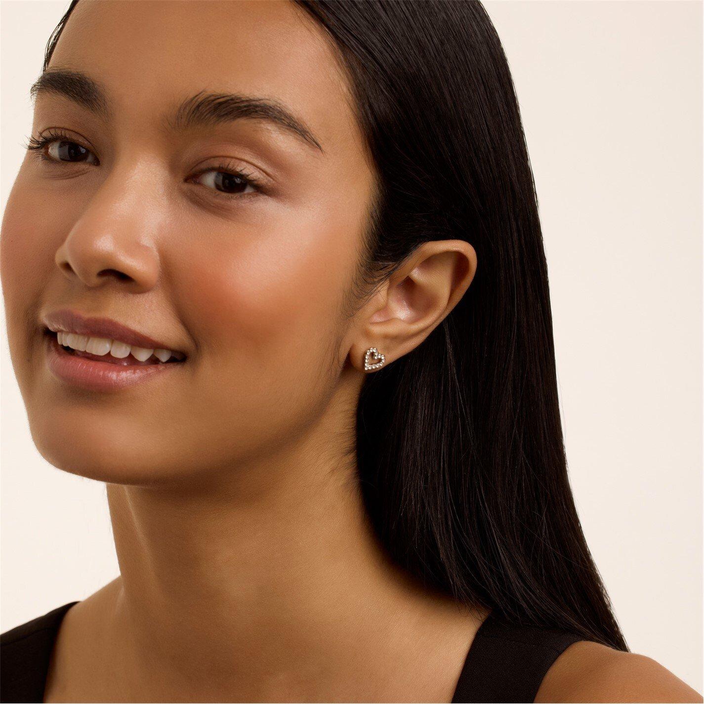 Zilver/Kristal - Ted Baker - Amorina Crystal Heart Stud Earrings - 4