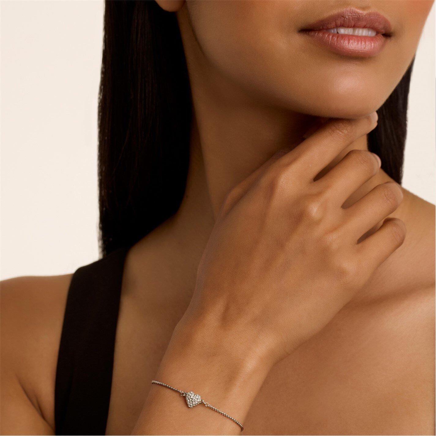 Zilver/Kristal - Ted Baker - Adoria Crystal Heart Adjustable Bracelet - 4