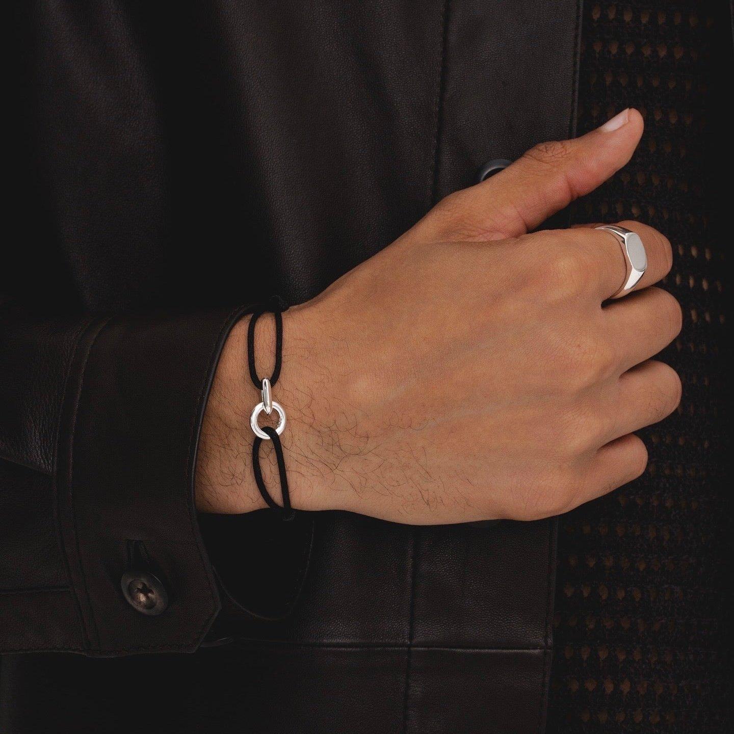 Silver/Black - Common Lines - Men's Element Tennis Bracelet - 2