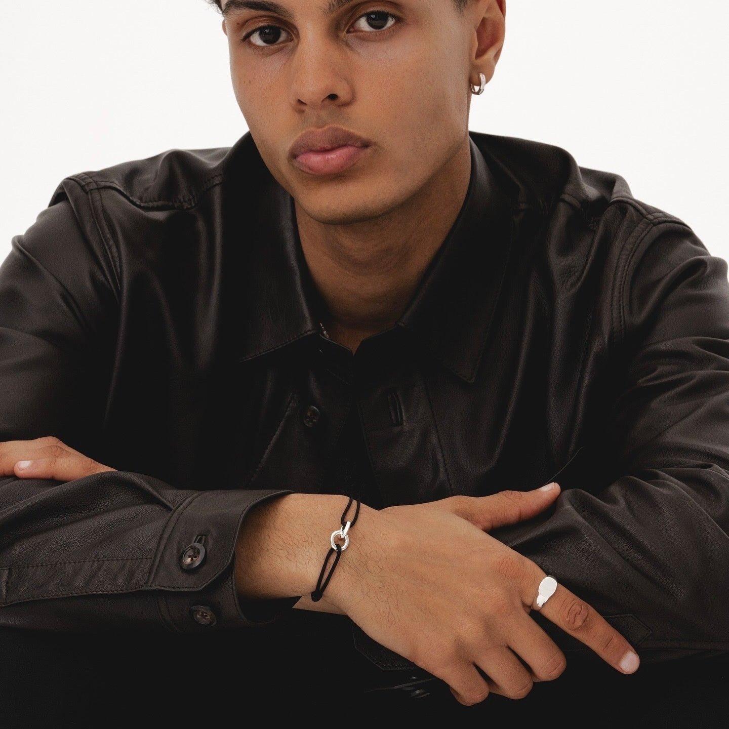 Silver/Black - Common Lines - Men's Element Tennis Bracelet - 3