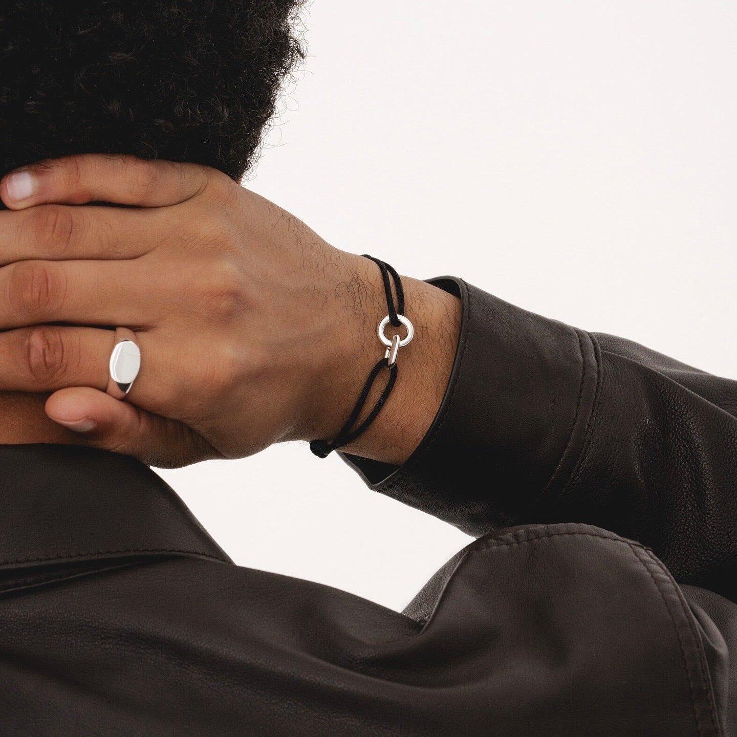 Silver/Black - Common Lines - Men's Element Tennis Bracelet - 4